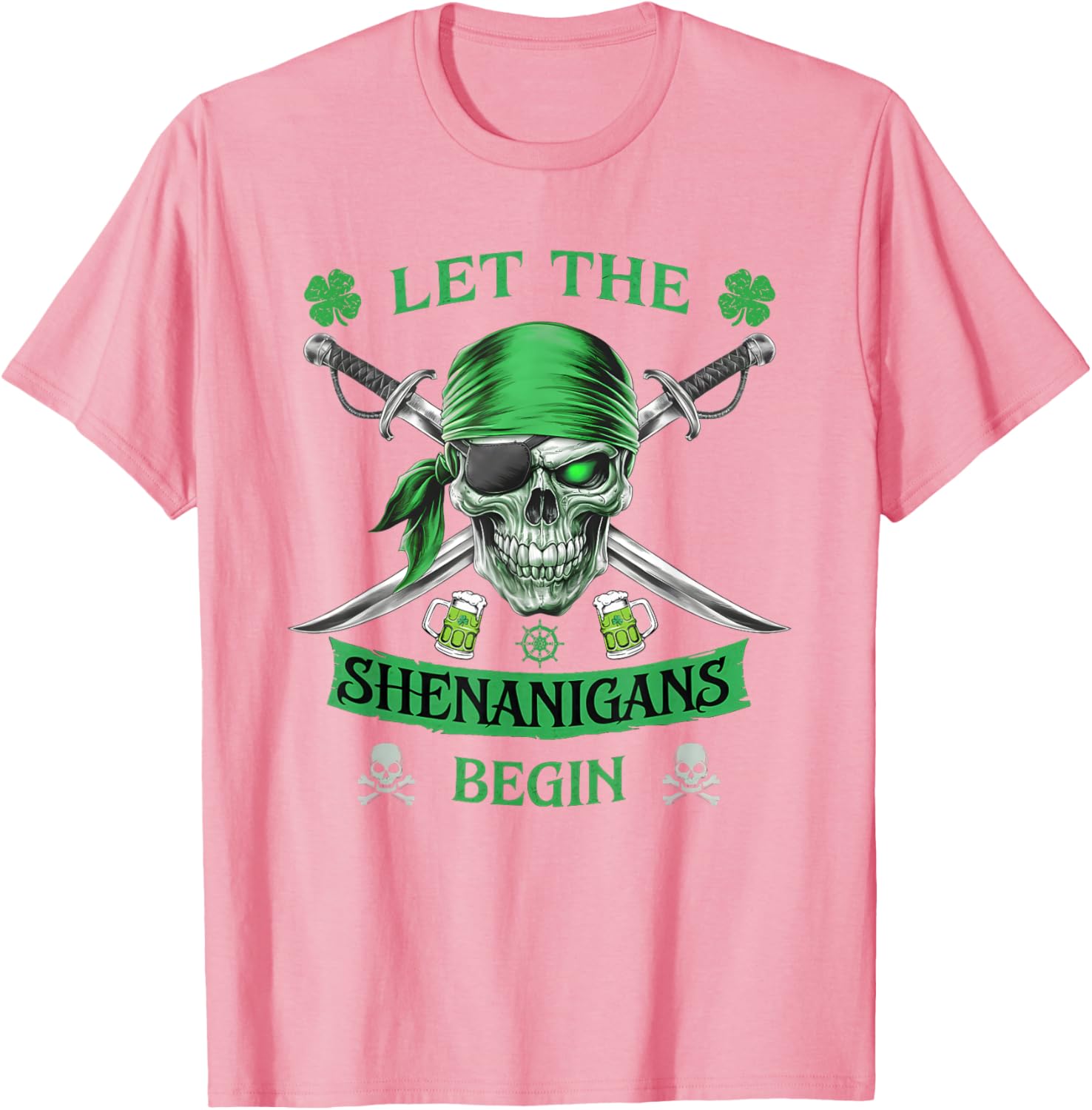 Pirate Skull St Patricks Day T-Shirt for Men Let the Shenanigans Begin - 7