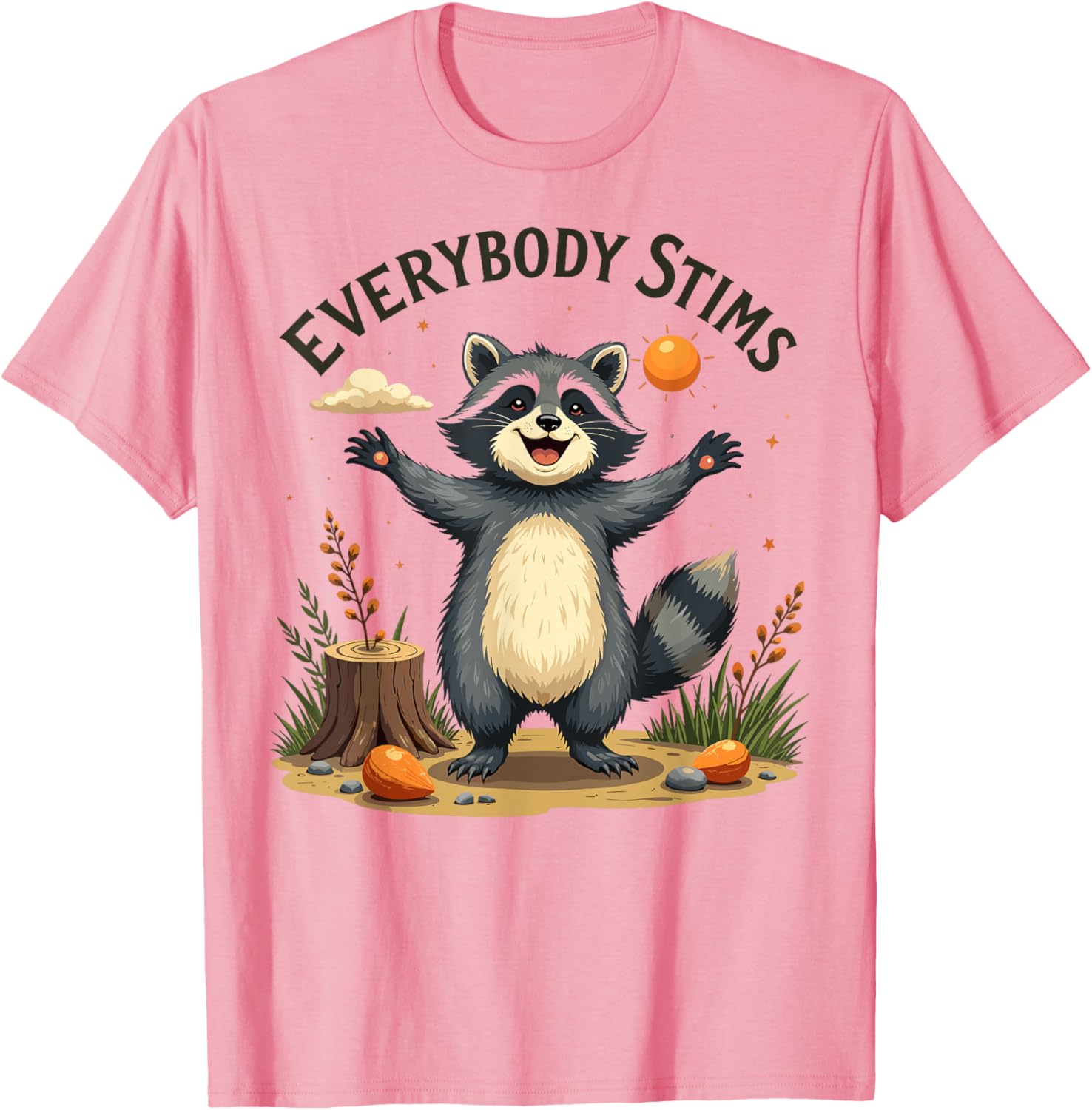 Support Autism Awareness with Everybody Stims Raccoon T-Shirt - 2