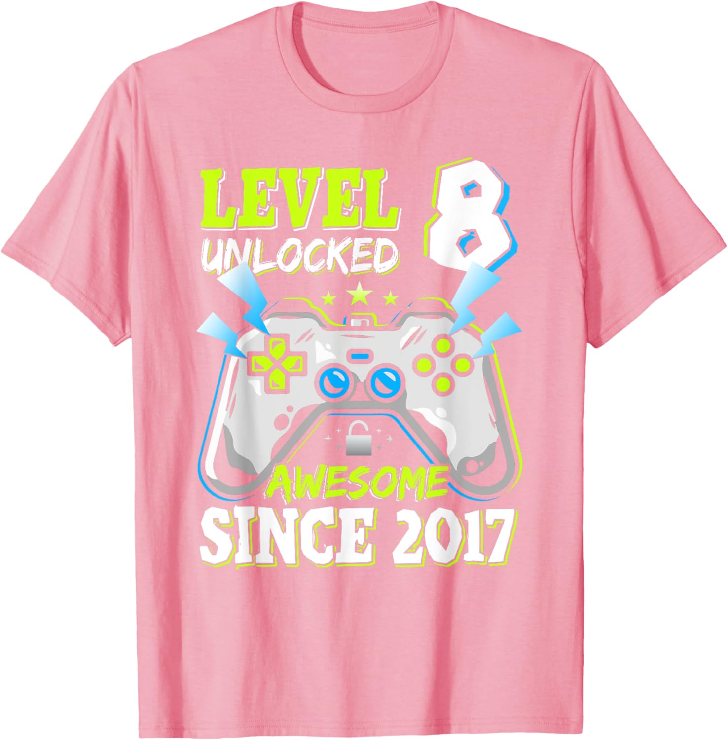 Level 8 Unlocked 2017 Video Game Birthday T-Shirt for Boys - 17