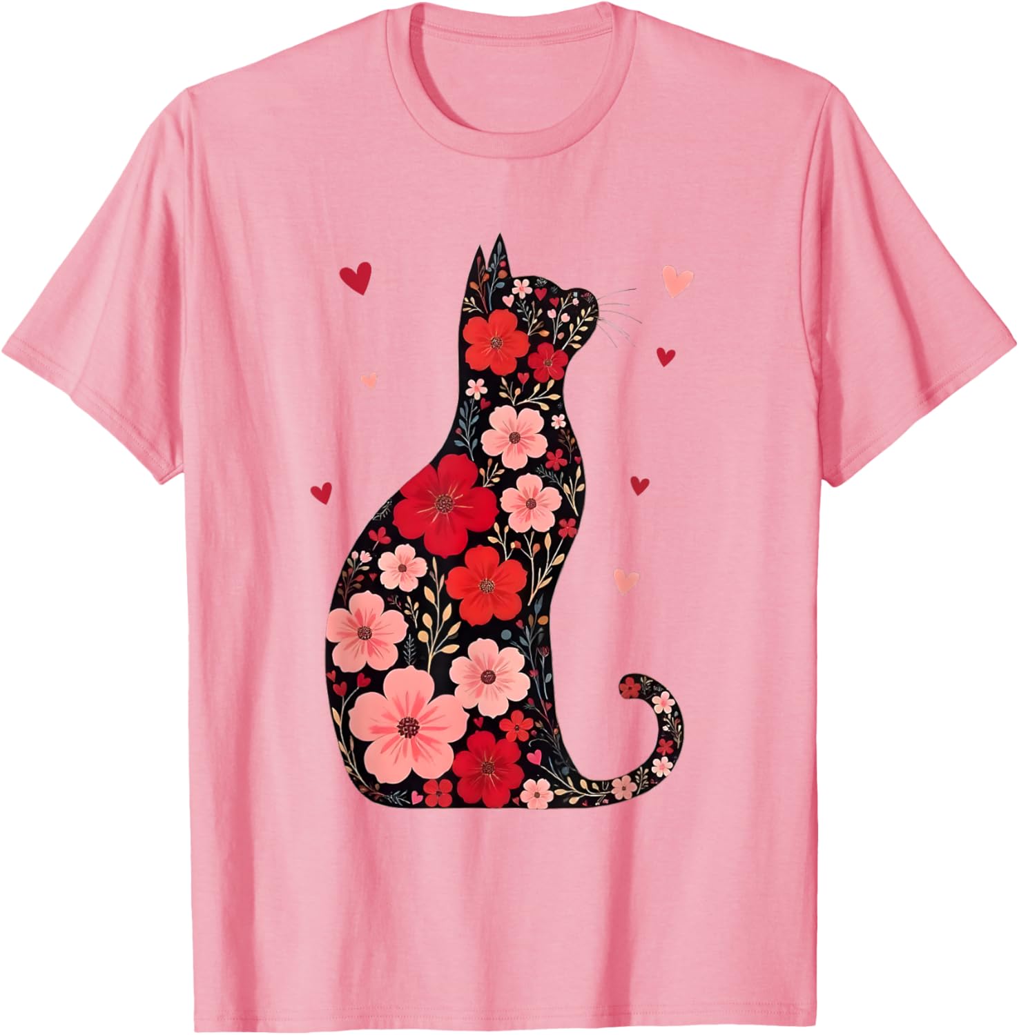 Happy Meowentine's Day Floral Cat T-Shirt for Women - Cute Valentine's Gift - 12