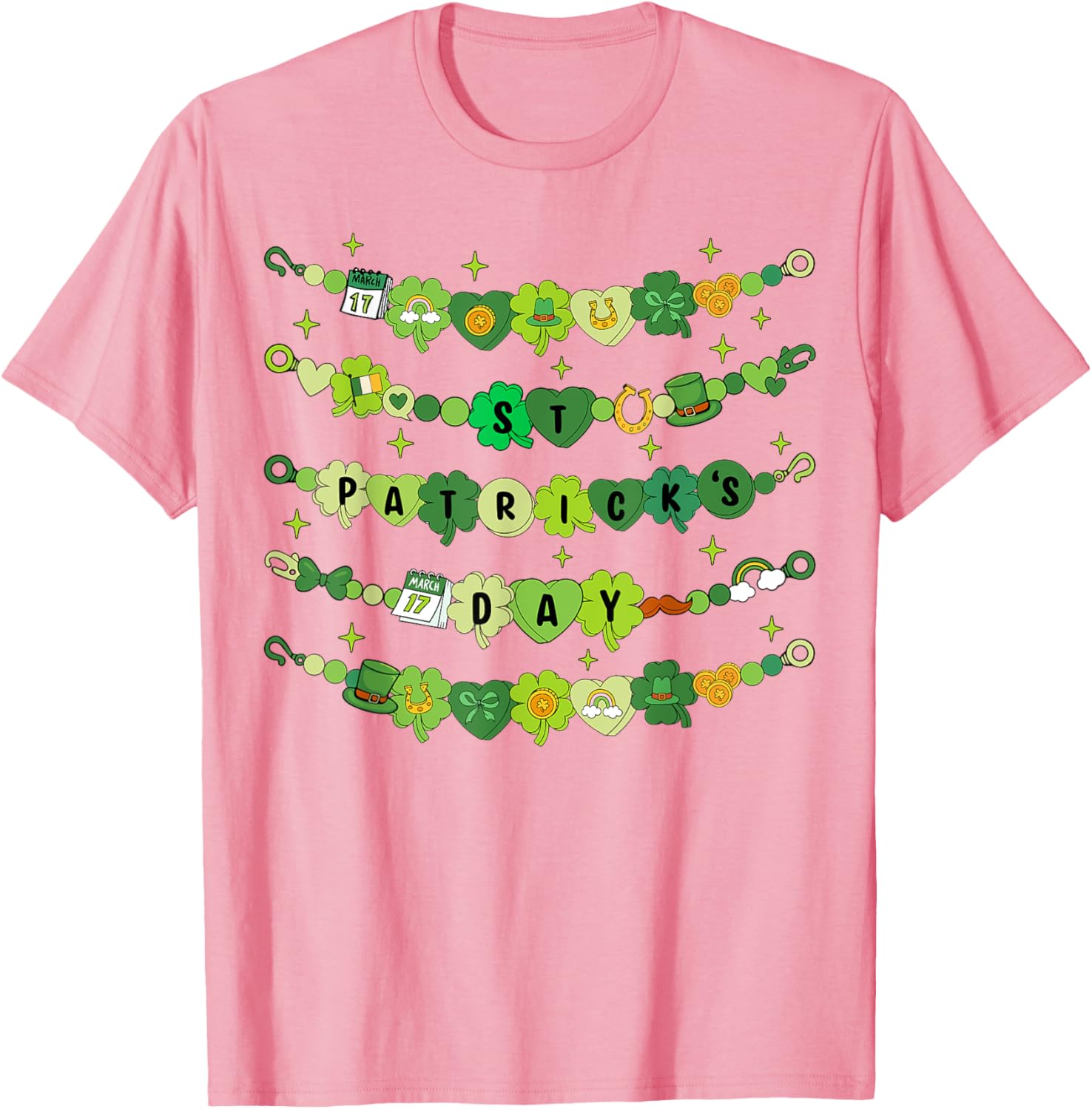 Happy St Patricks Day Friendship Bracelet T-Shirt for Girls - 9