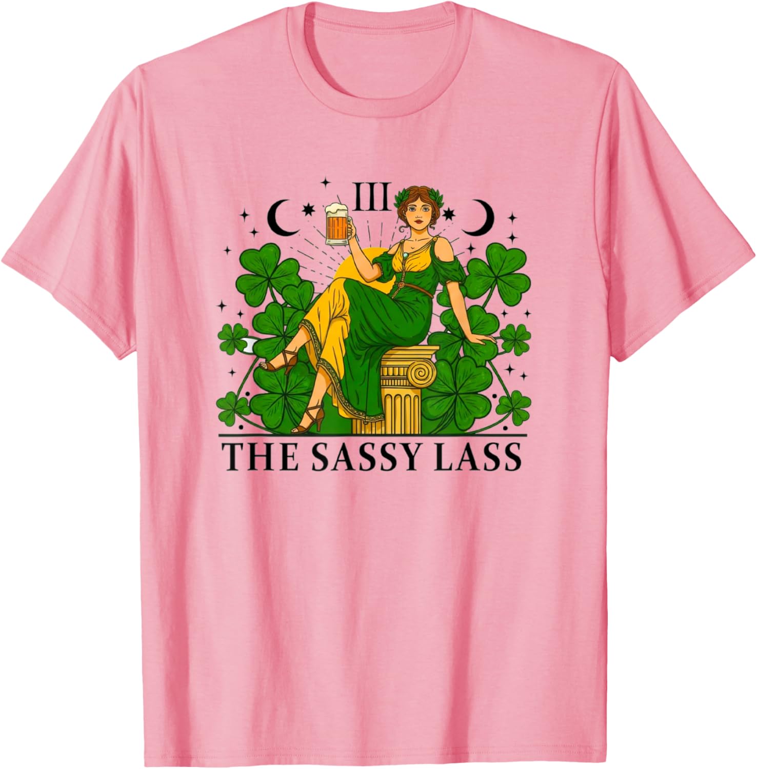 Funny Patrick's Day Sassy Lass Tarot Card T-Shirt for Festive Fun - 2