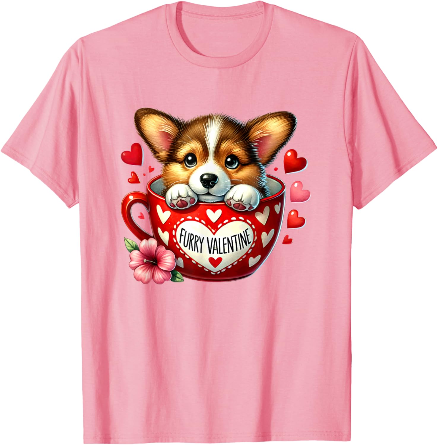Furry Valentine Corgi Puppy Love T-Shirt for Dog Lovers and Friends - 15