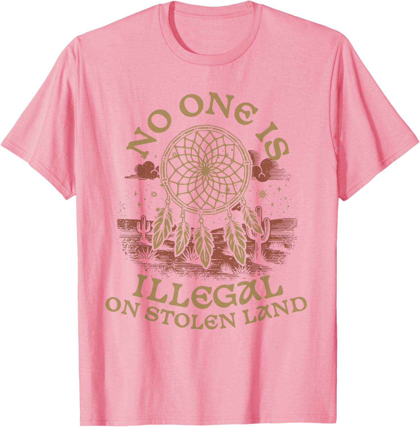 Native American No One Is Illegal On Stolen Land T-Shirt – Bold Statement Tee - 7