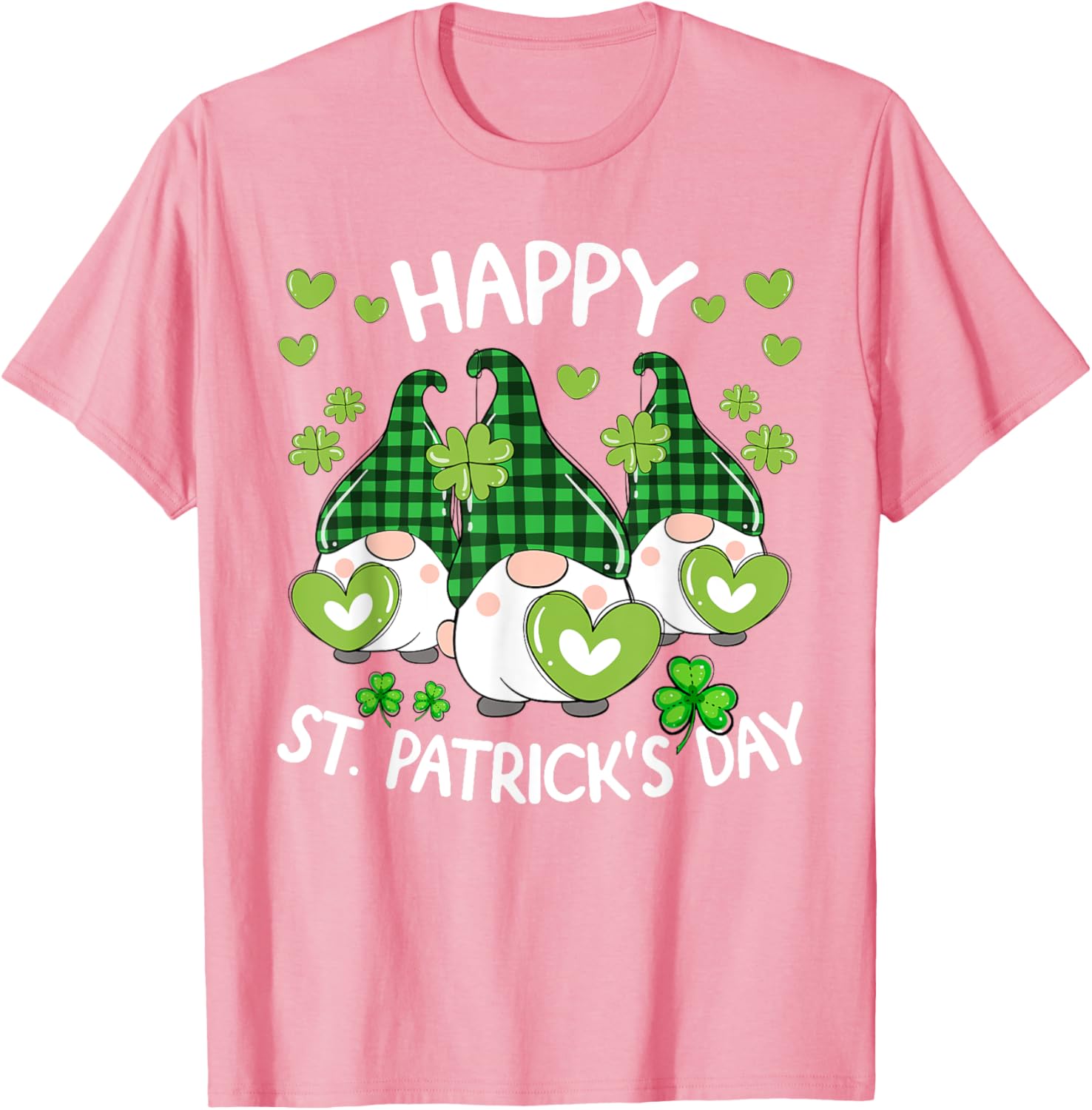 Happy St Patricks Day Gnome Shamrock T-Shirt for Women and Kids - 19