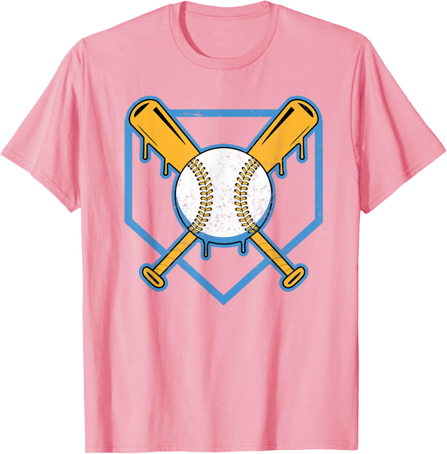 Yellow Baseball Home Plate Drip T-Shirt for Boys Sports Style - 24