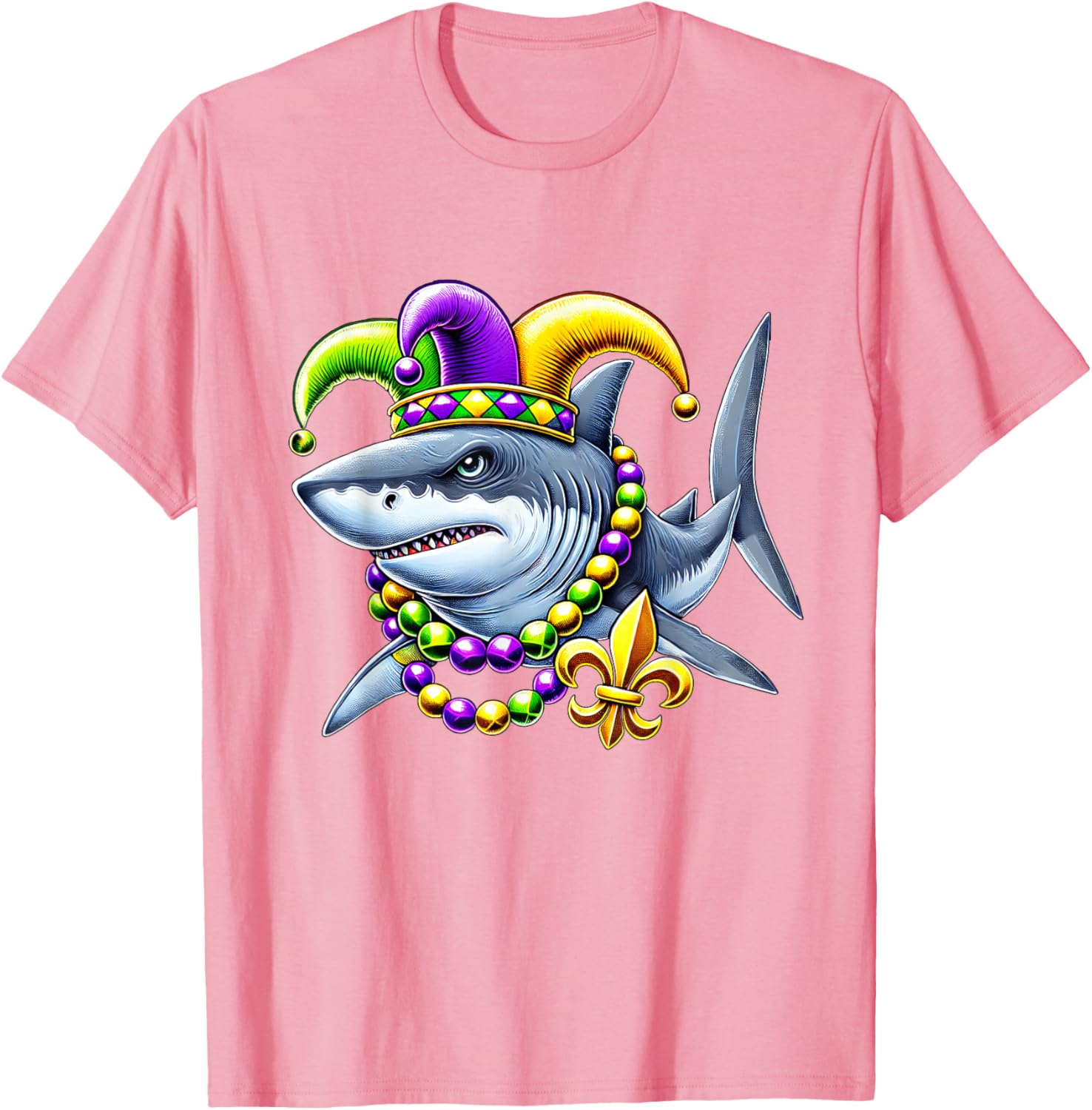 Jester Shark Beads Mardi Gras T-Shirt for Men, Women, and Kids - 5