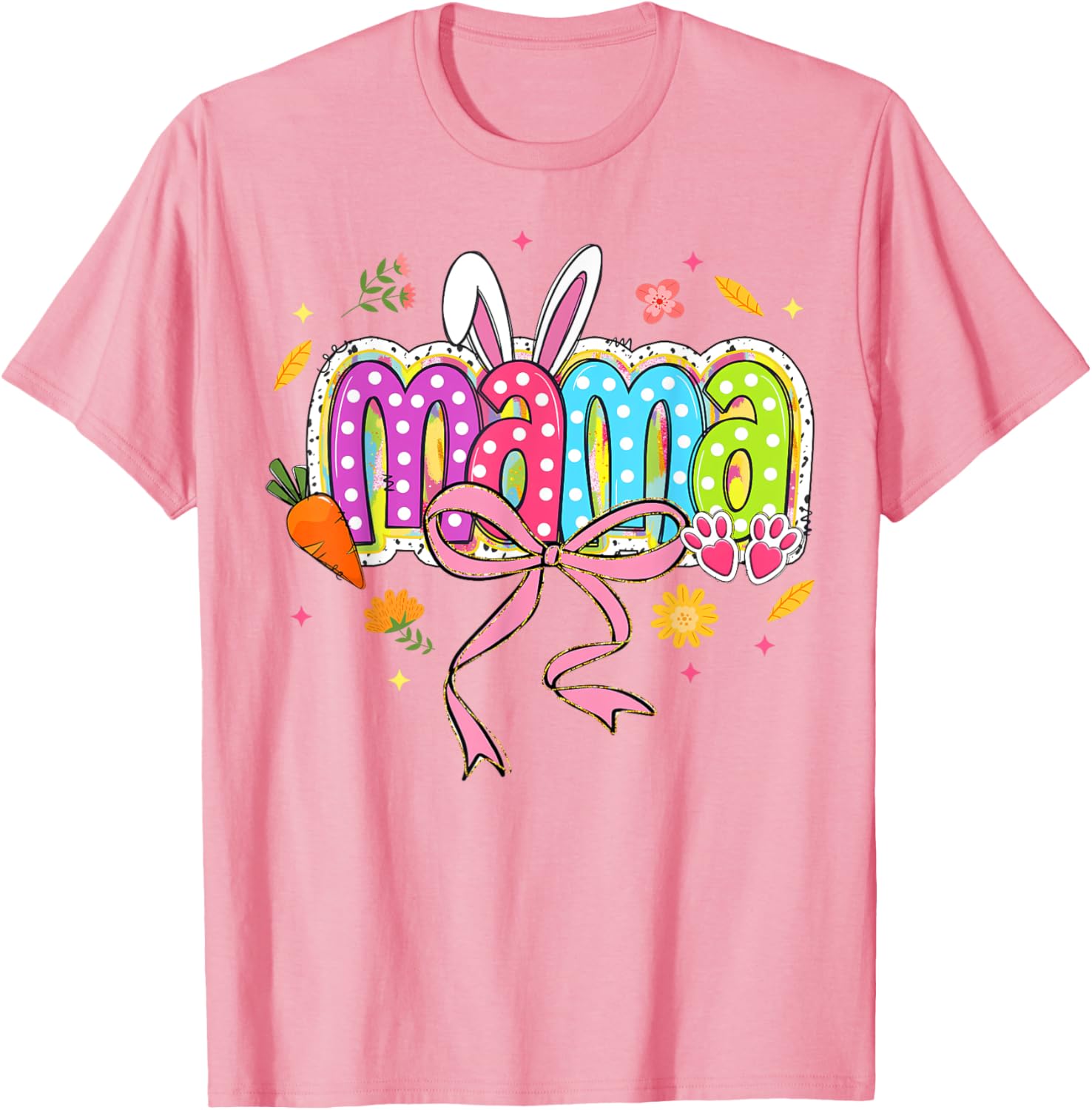Boho Floral Coquette Bow Mama Bunny Easter Family T-Shirt for Moms - 3