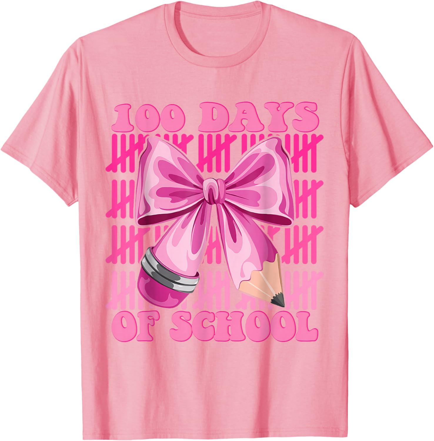 100 Days of School Girls Coquette Bow T-Shirt for Celebrating Milestones - 5