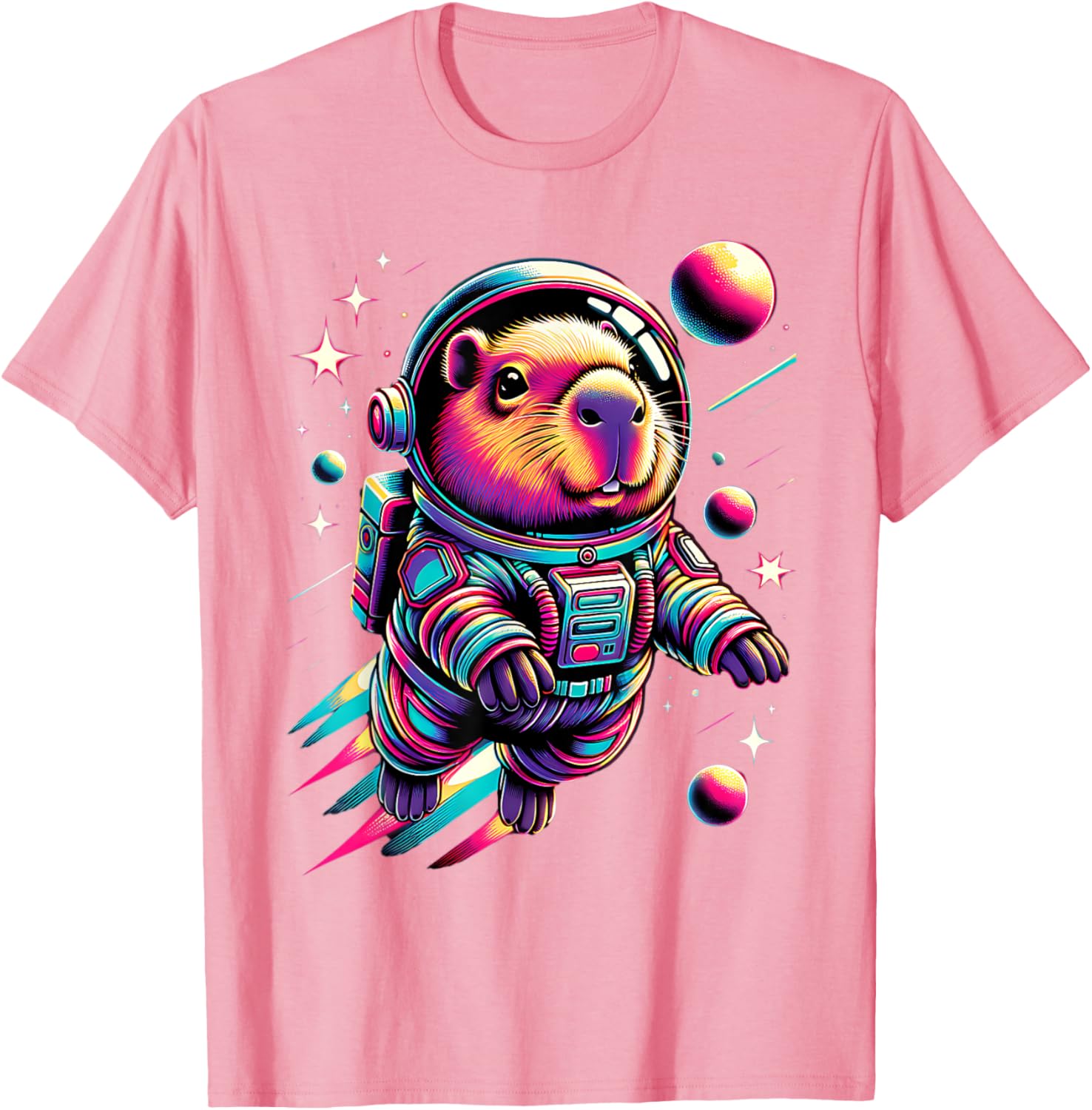 Adorable Space Capybara Astronaut T-Shirt for Animal Lovers - 15