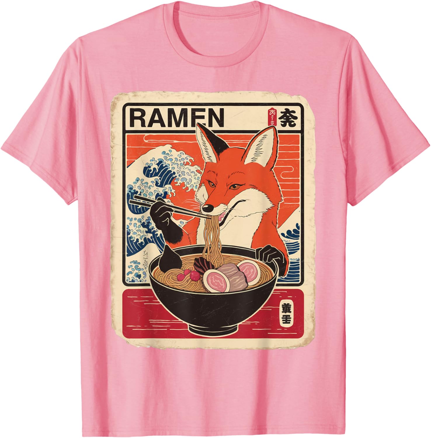 Kawaii Fox Ramen Graphic T-Shirt Cute Ezo Orange Fox Apparel - 2