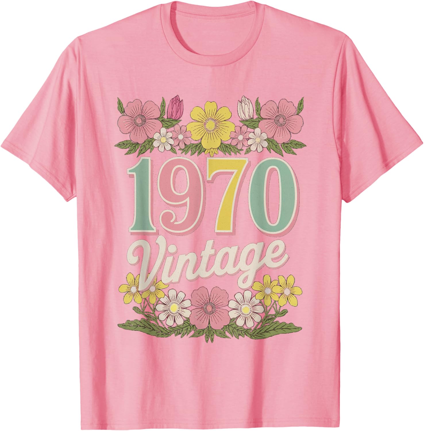 Vintage 1970 Retro Flower Birthday T-Shirt for Daughters and Women - 1