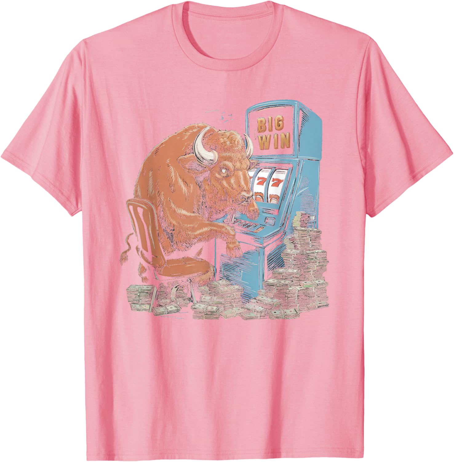 Lucky Buffalo Casino Slot Machine T-Shirt for Gamblers and Slots Fans - 23