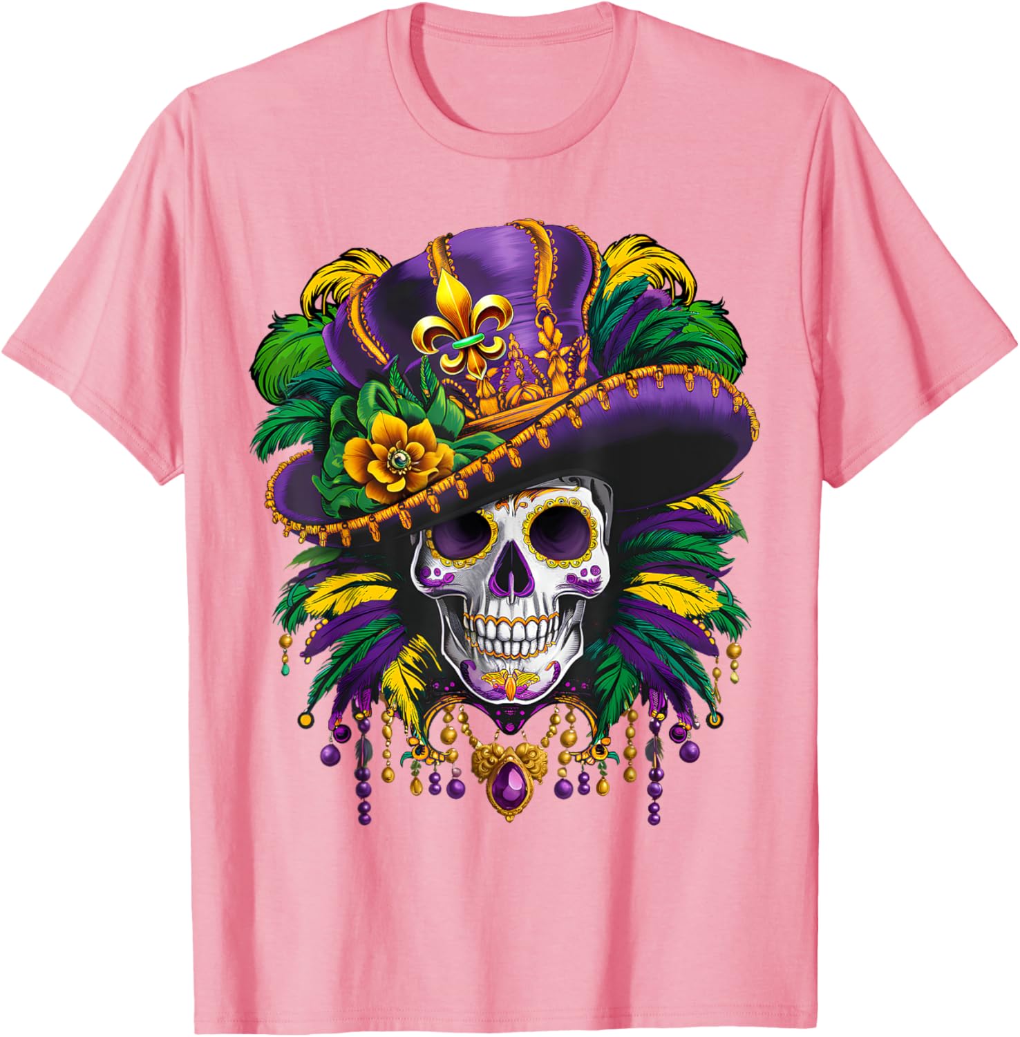Mardi Gras Sugar Skull T-Shirt for New Orleans Carnival Fun - 12