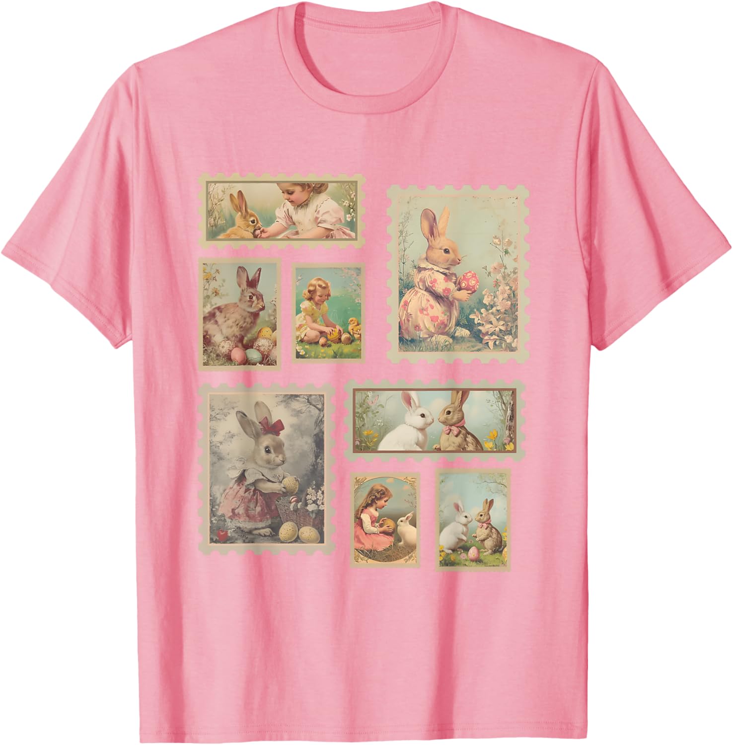 Retro Easter Bunny T-Shirt for Women Cute Spring Fashion Top - 13