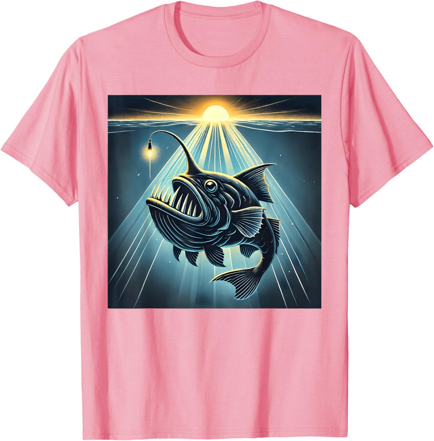 Anglerfish Found The Light T-Shirt - Fun Marine Life Apparel - 11