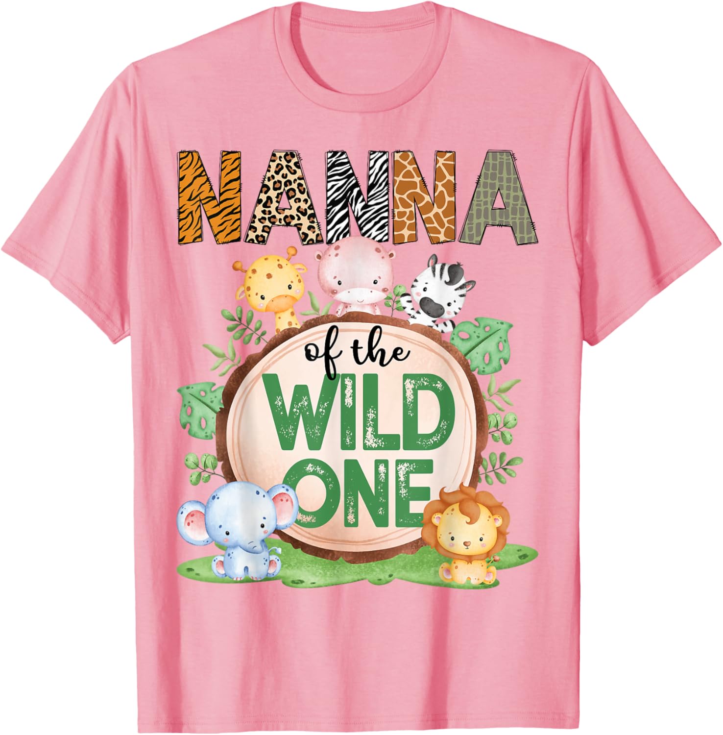 Nanna Of The Wild One 1st Birthday Safari Jungle T-Shirt for Kids - 12