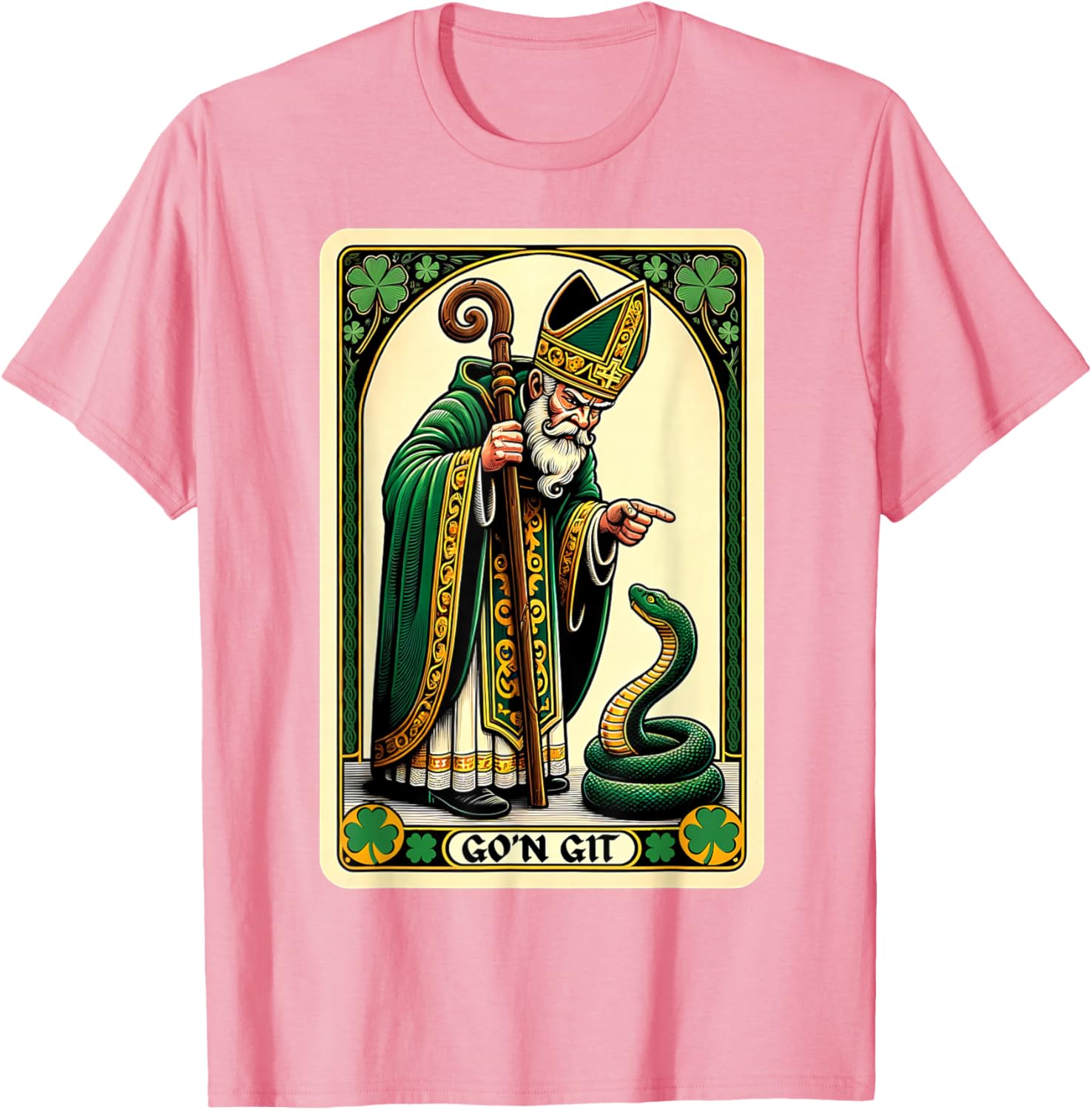 Funny St Patricks Day Tarot Card Go'n Git T-Shirt for Festive Fun - 23