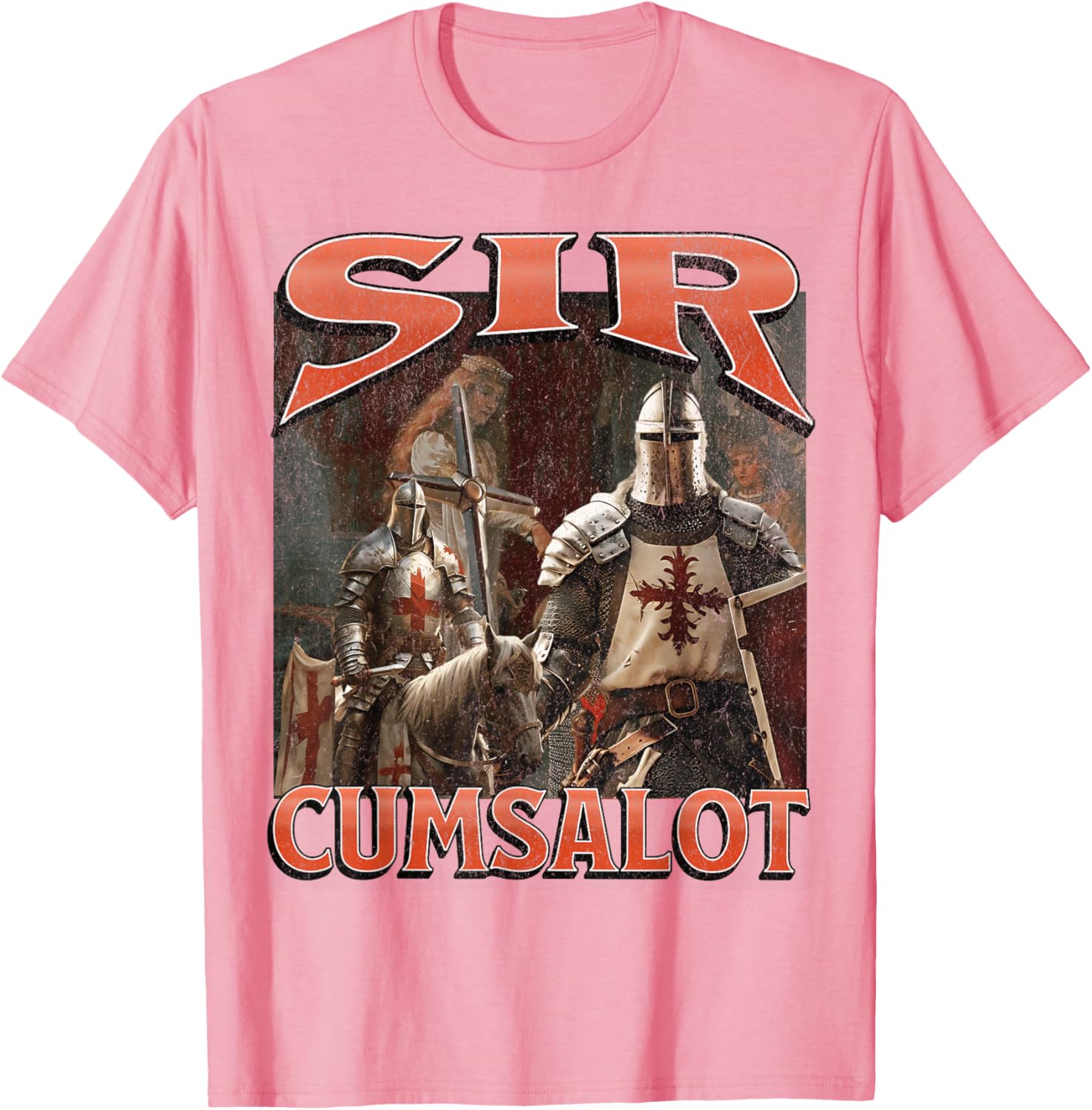 Humorous Sir Cumsalot Knight Meme Bootleg Graphic T-Shirt for Fun Fashion - 17