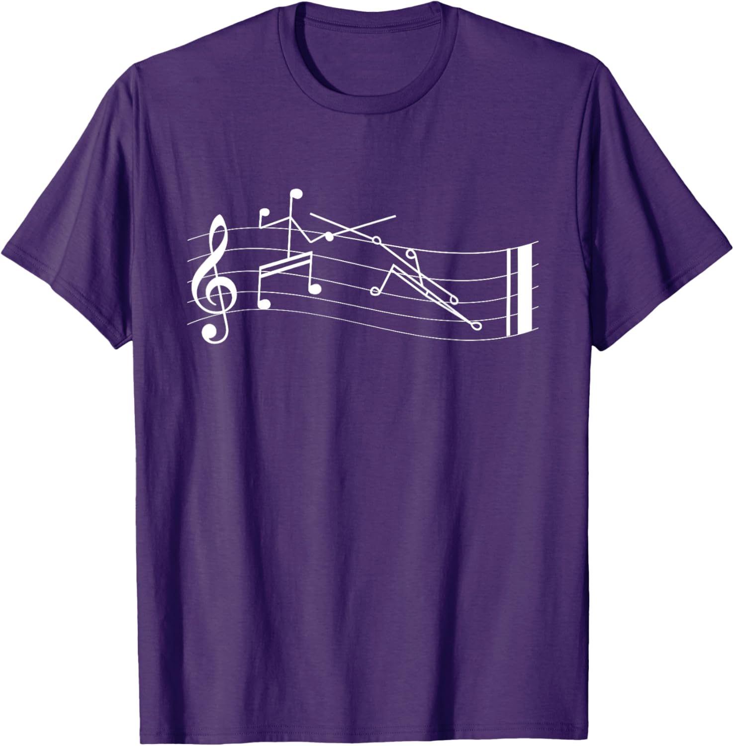 Funny Stick-Figure Music Notes En-garde T-Shirt for Music Lovers - 10