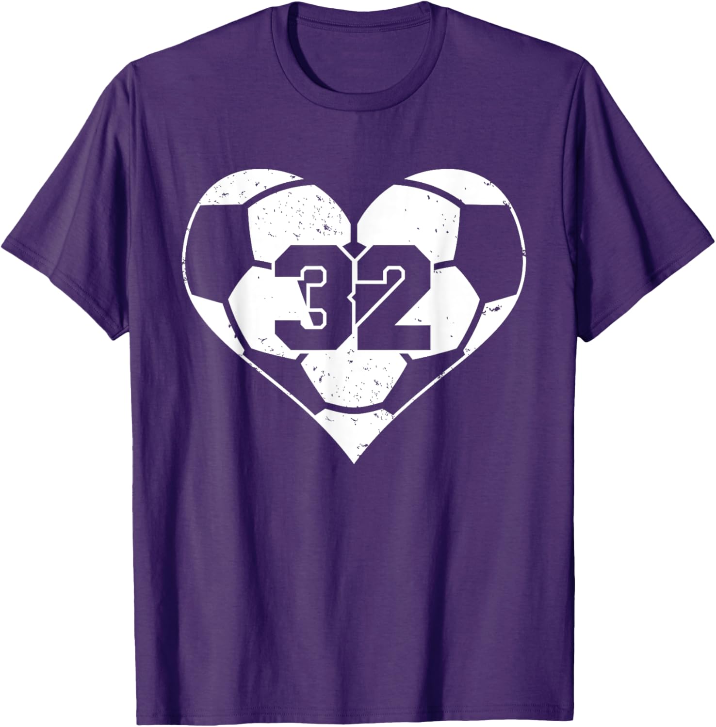 Funny Soccer Heart Game Day T-Shirt with Number 32 Jersey Design - 1