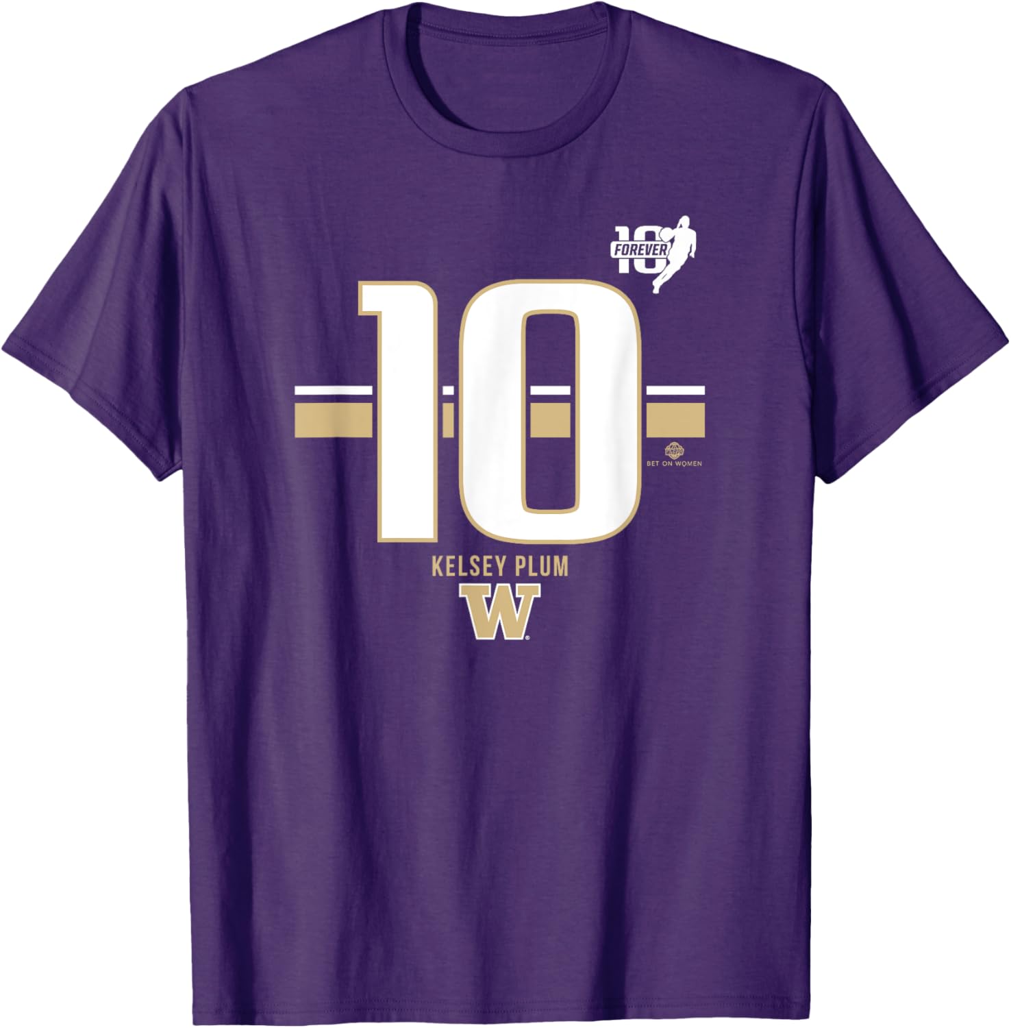 Kelsey Plum Washington Basketball 10 Stripe T-Shirt for Fans and Supporters - 1