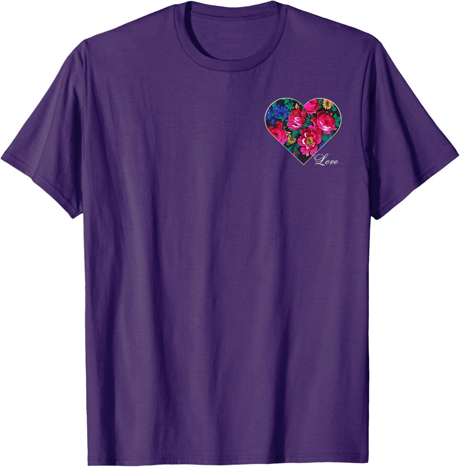 Floral Heart Love T-Shirt for Native American Women - Masani Scarf Design - 3