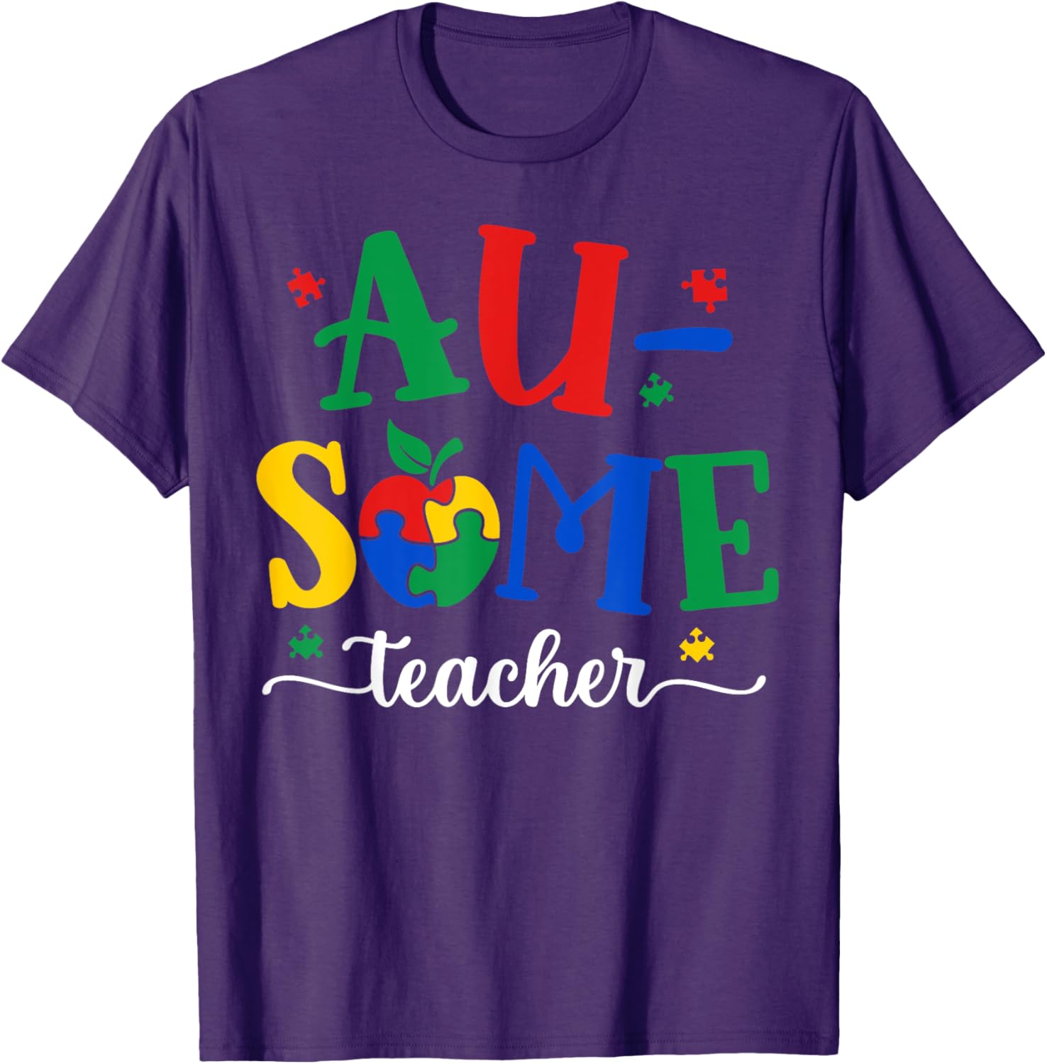 Funny Awesome Teacher Autism Awareness Month Puzzle Pieces T-Shirt - 11