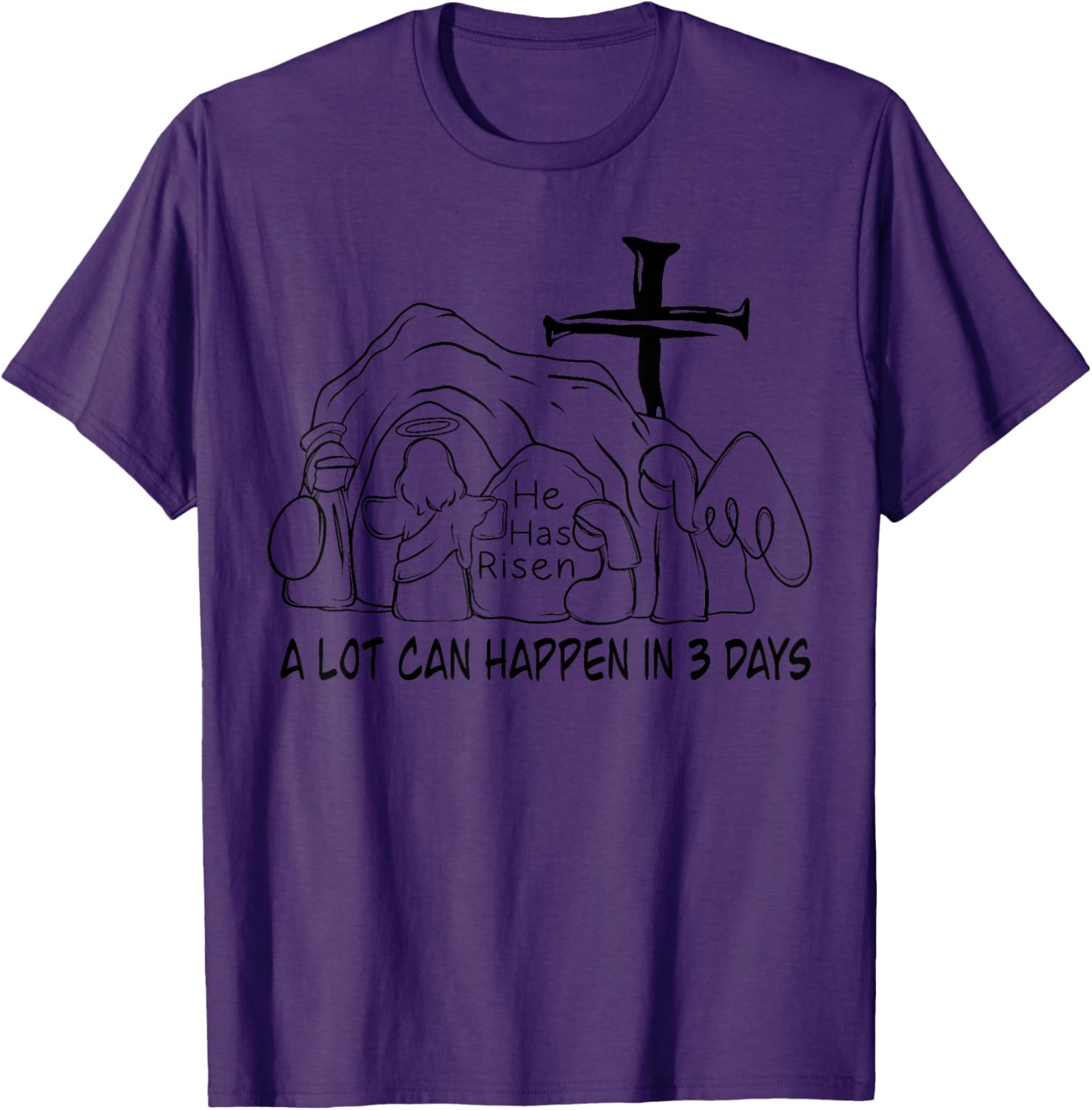 Retro Christian Easter T-Shirt A Lot Can Happen In 3 Days Fun Design - 9