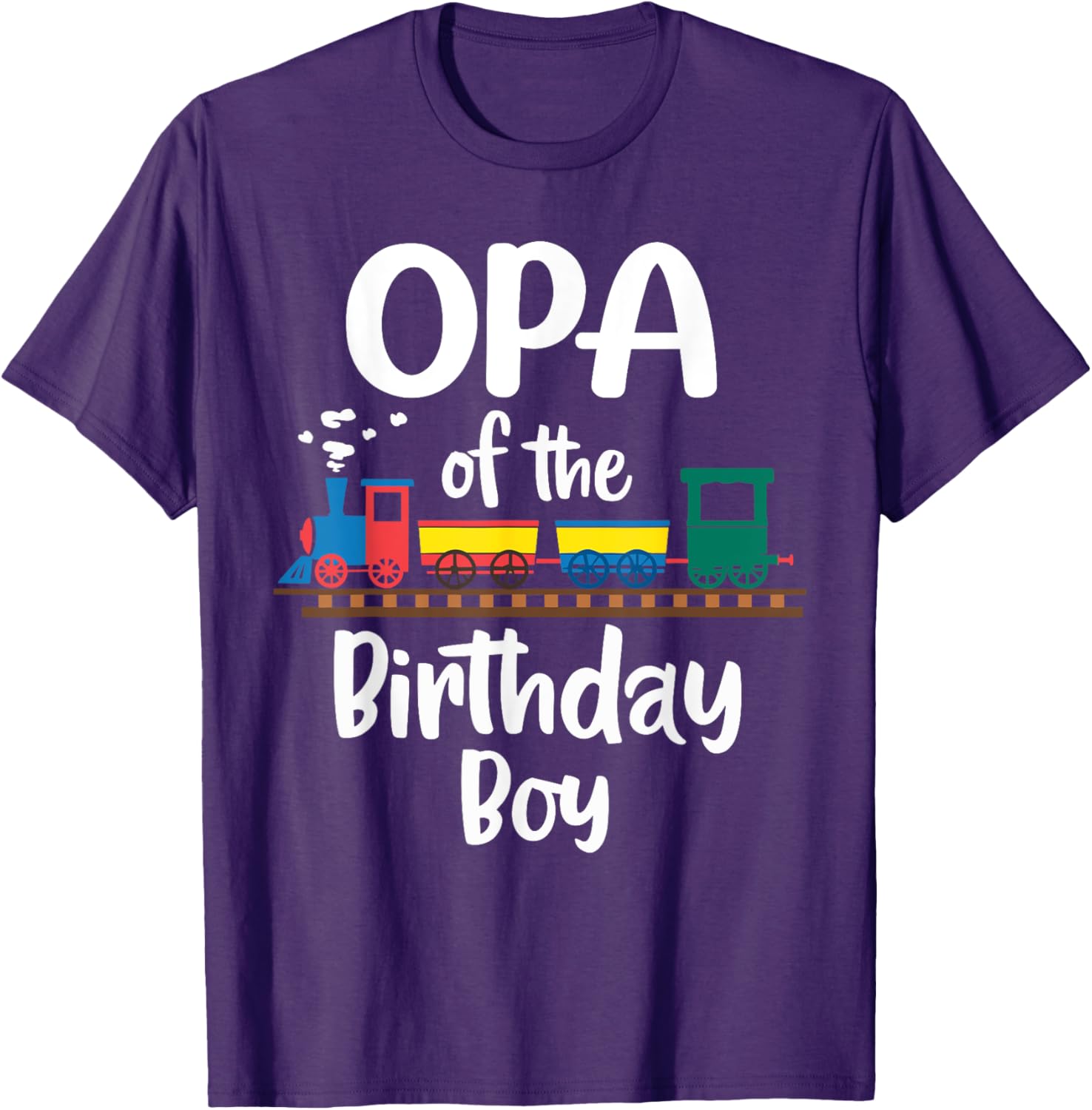 Opa of the Birthday Boy Train Toys Grandpa T-Shirt for Two Year Celebration - 5