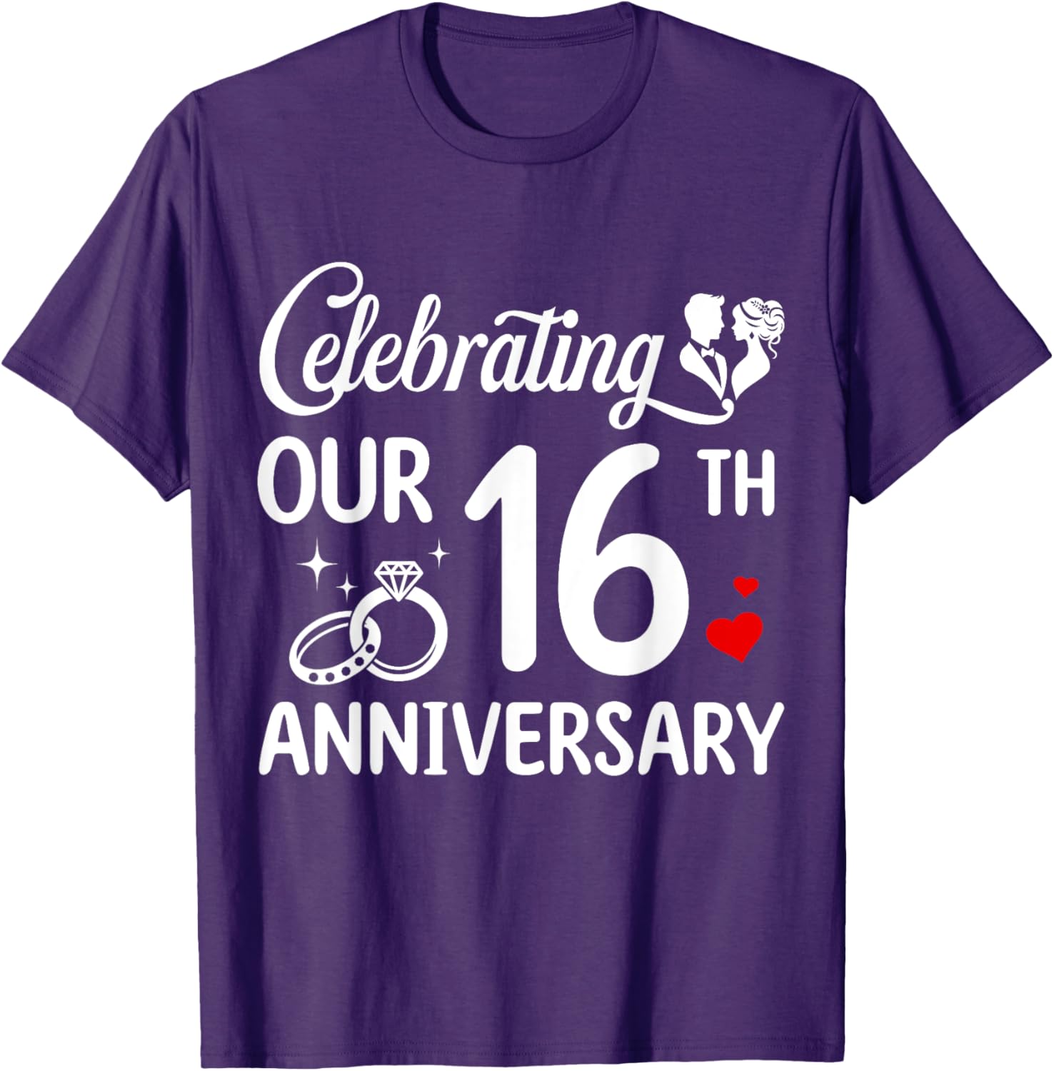 16th Wedding Anniversary T-Shirt for Couples - Celebrate 16 Years Together - 9