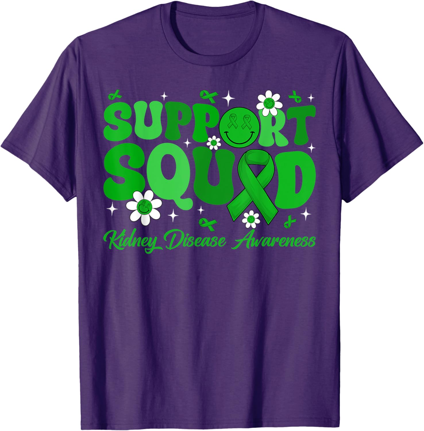 Groovy Support Squad Kidney Disease Awareness Green Ribbon T-Shirt - 19