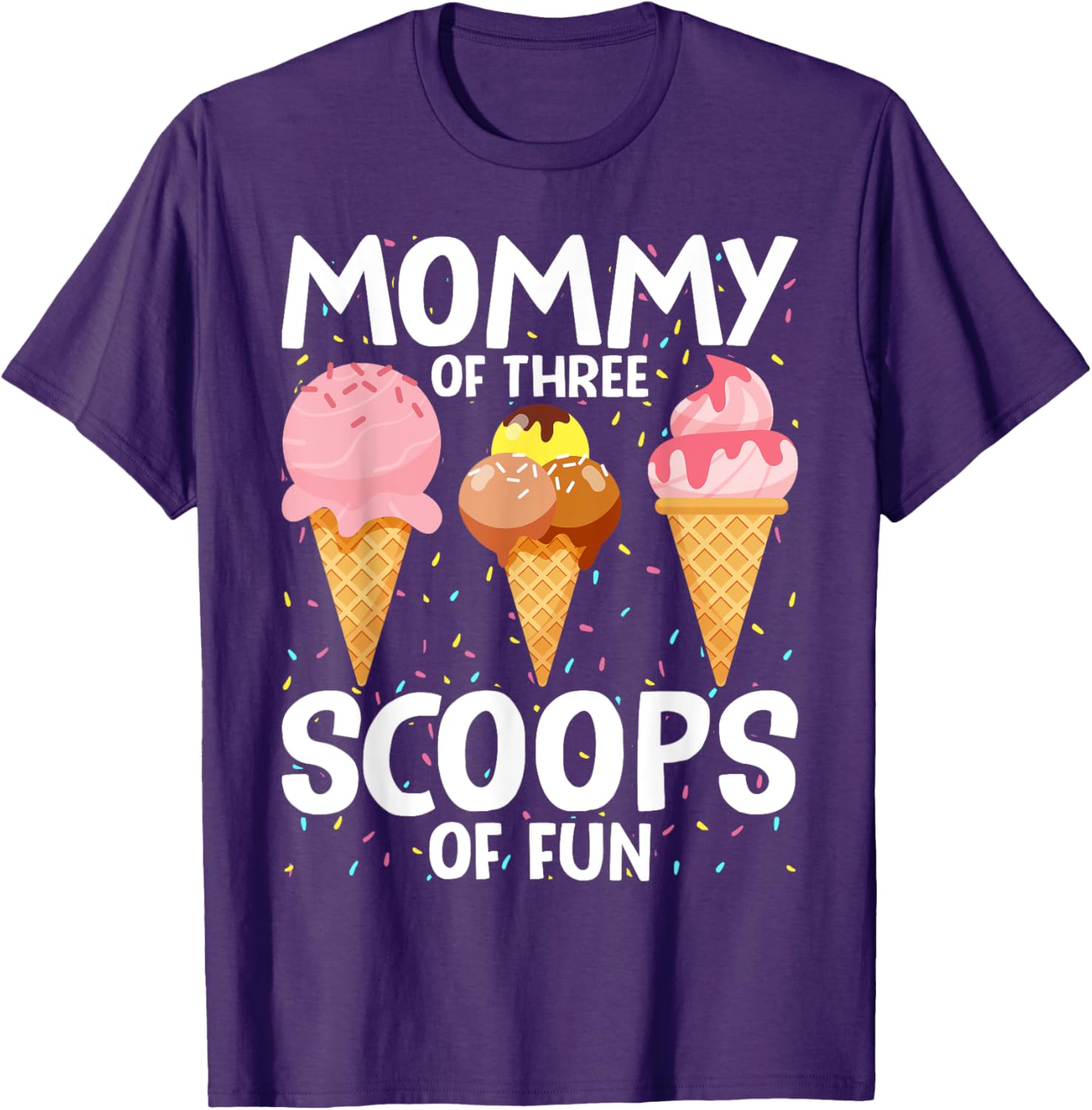 Mommy Mom Ice Cream Birthday T-Shirt for Three Scoops of Fun - 6
