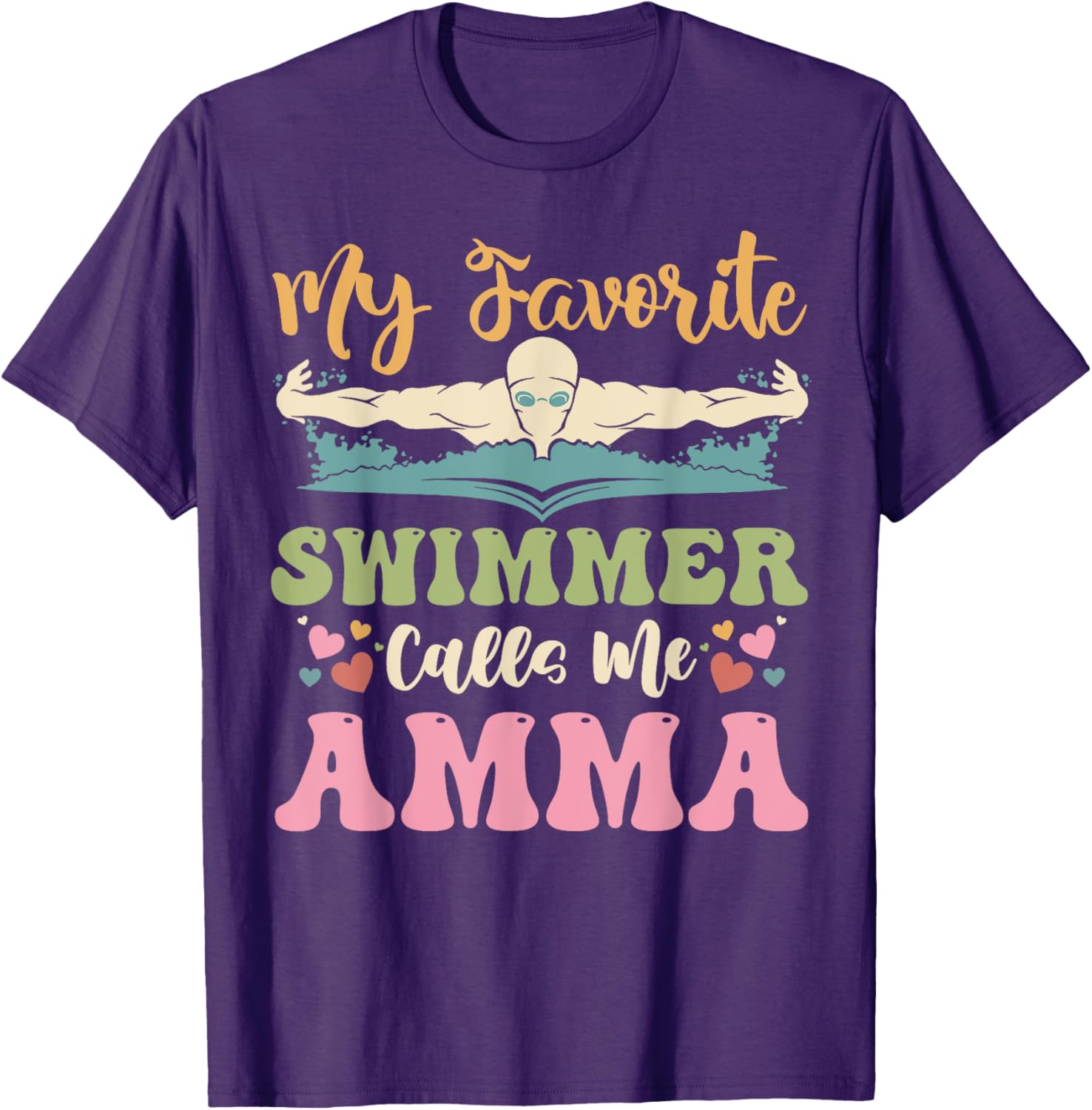My Favorite Swimmer Calls Me Amma Family Matching T-Shirt for Fun Bonding - 4