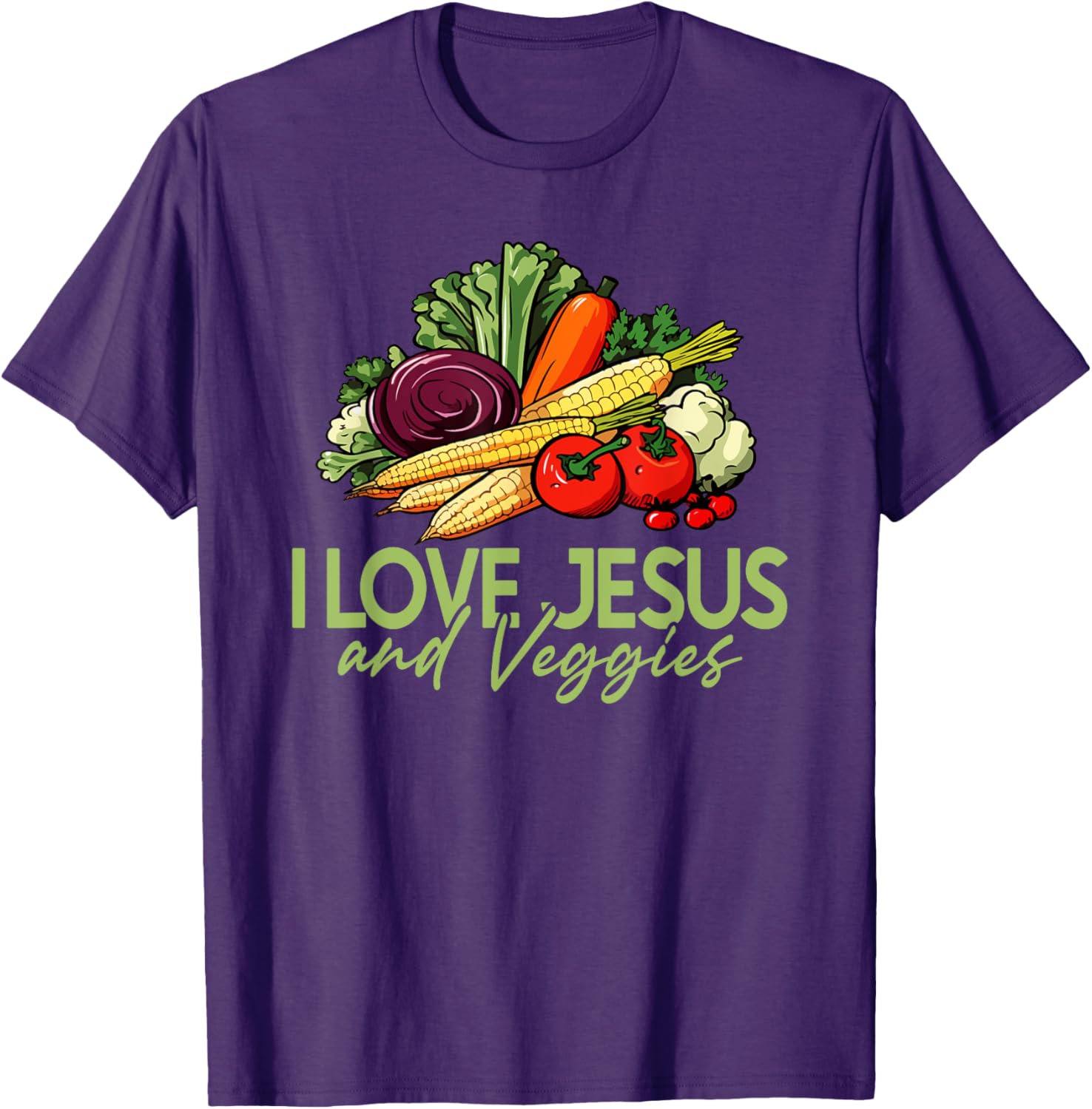 I Love Jesus and Veggies T-Shirt for Vegans and Vegetarians - 1