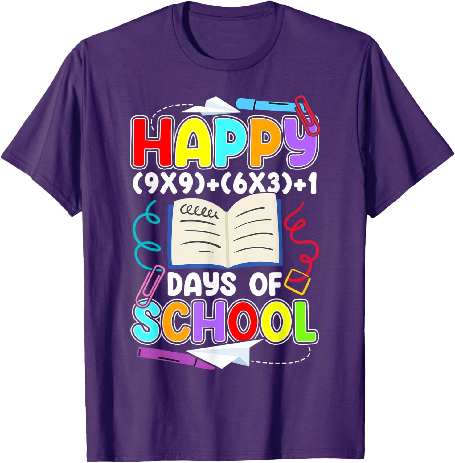 Happy 100 Days of School Math T-Shirt for Kids Celebrating 100th Day - 16