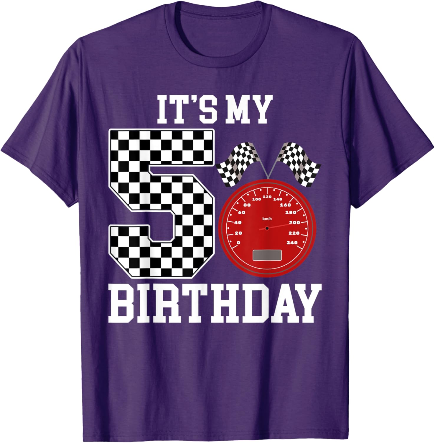 Boys 5th Birthday Racing Car Flag T-Shirt Fun Gift for Kids - 2
