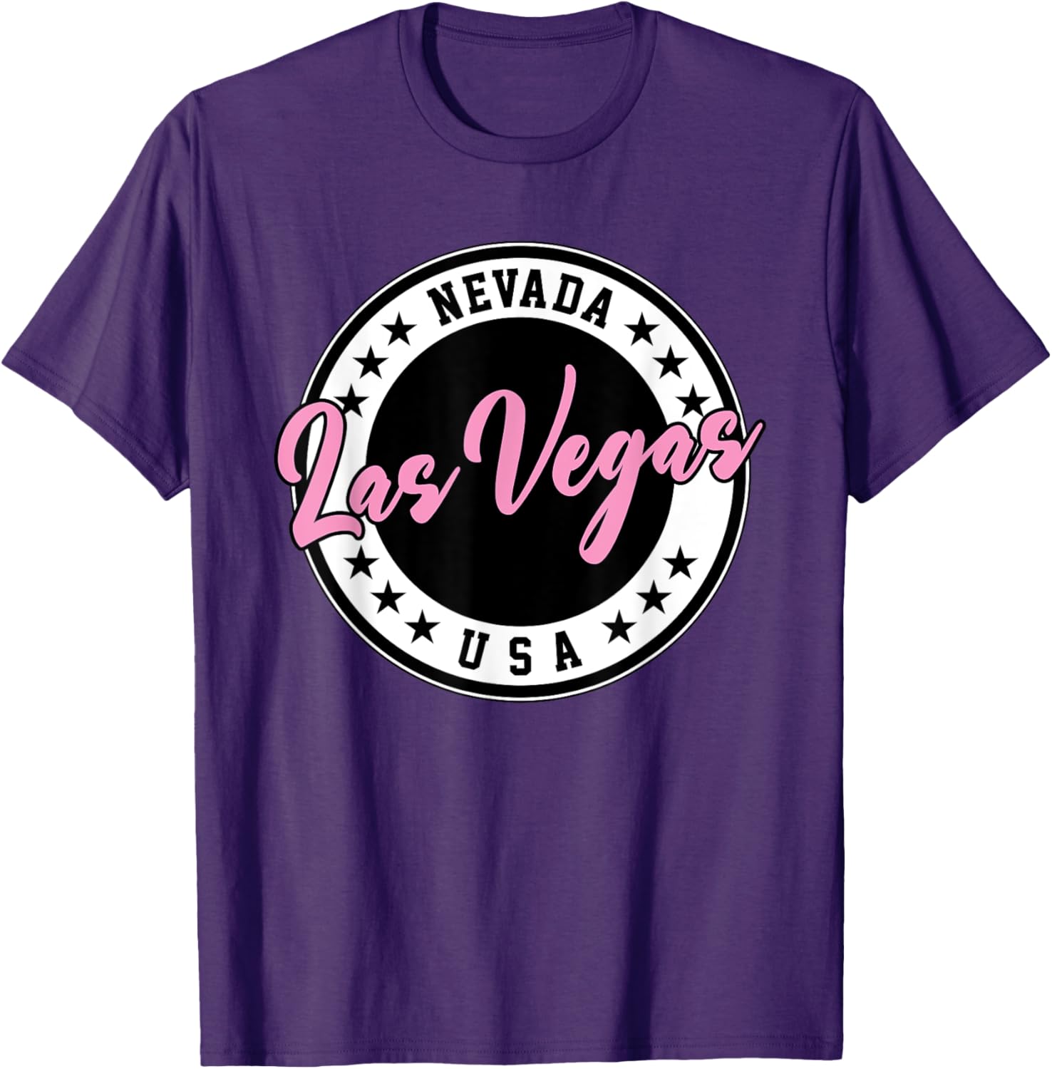 Las Vegas Nevada Pink Script Circle T-Shirt for Fun Fashion Lovers - 22