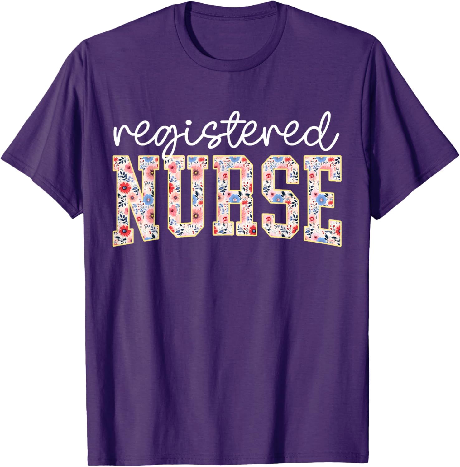 Floral Print RN Nurse T-Shirt for Women - Perfect for Nursing School - 10
