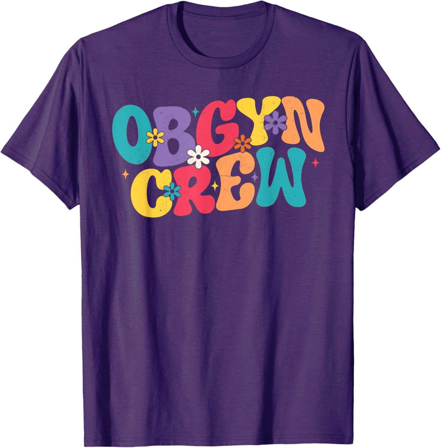 Retro Groovy OB-GYN Crew Nurse T-Shirt for Obstetrician Gynecologist - 12