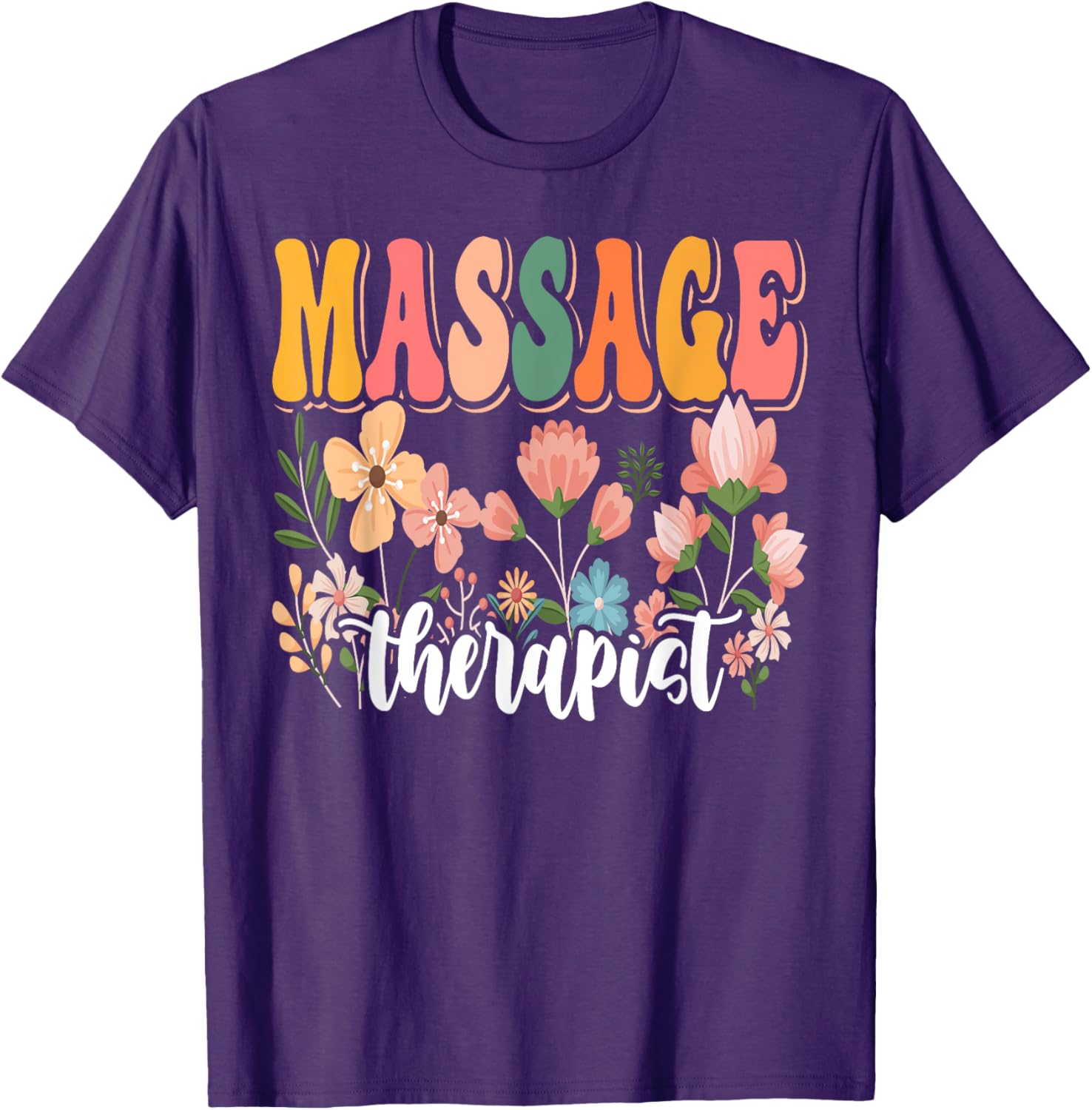 Retro Groovy Floral Wildflower Tee for Massage Therapists and Nature Lovers - 7