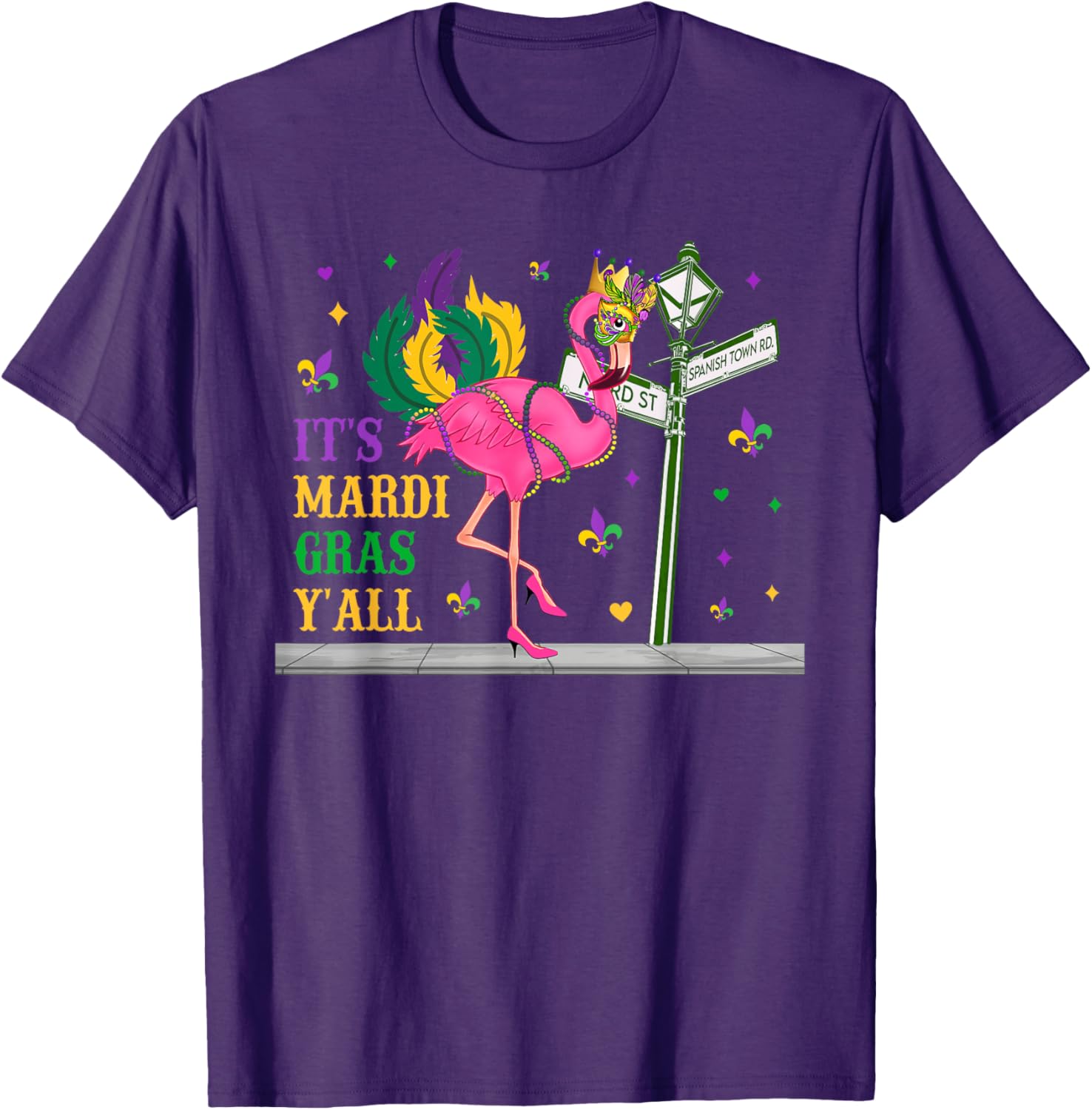 Mardi Gras Flamingo Costume T-Shirt for Girls and Women Fun Festive Wear - 3