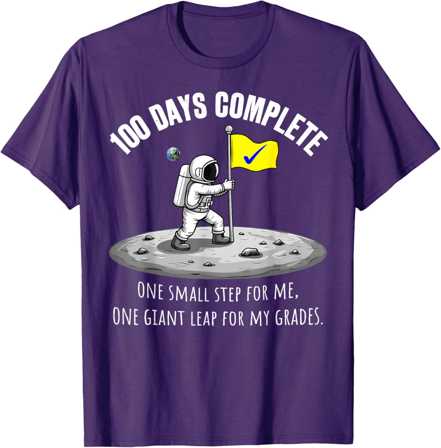 100th Day of School Astronaut on Moon T-Shirt for Kids Fun Celebration - 12
