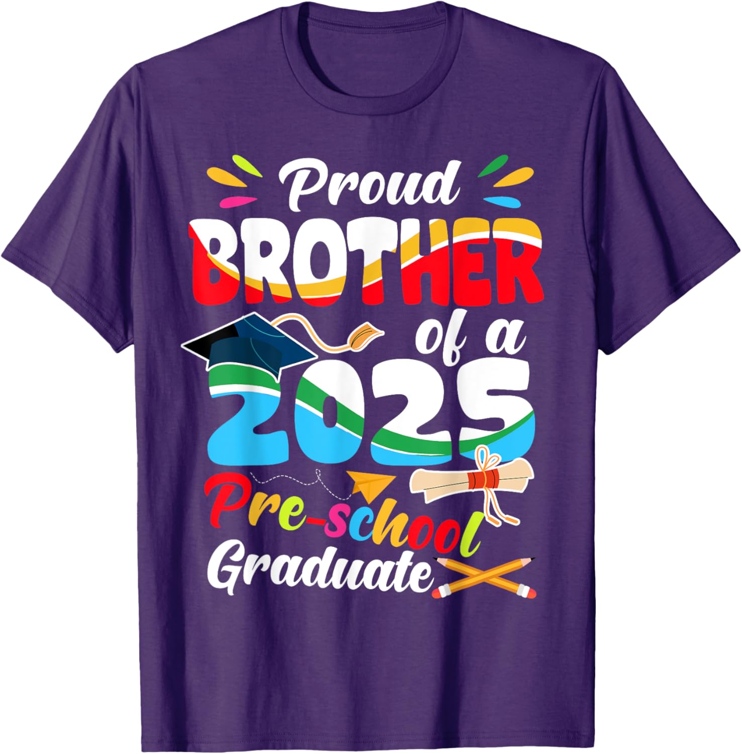 Proud Brother of Pre-K Graduate 2025 T-Shirt for Graduation Celebrations - 9