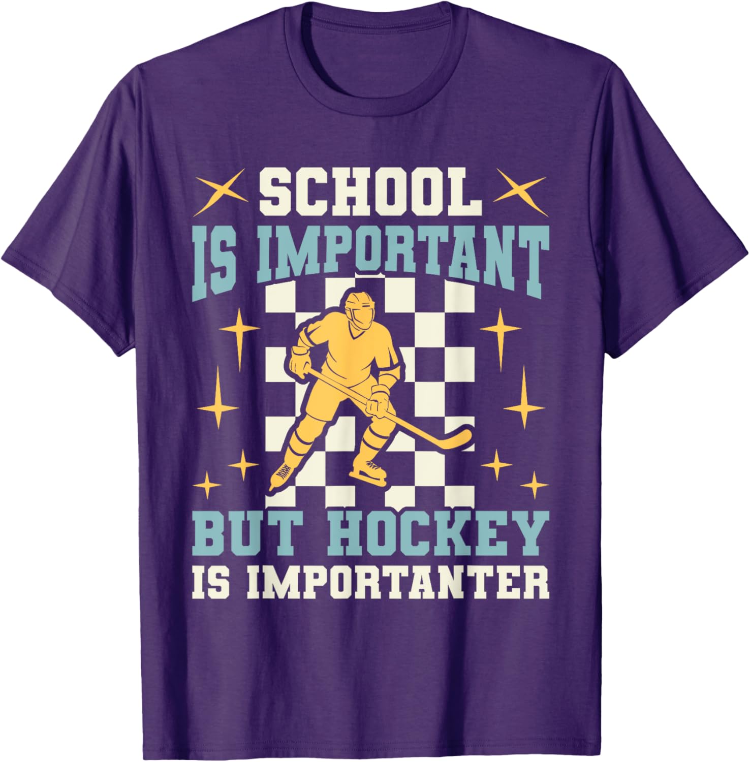 Funny Hockey T-Shirt for Boys - School Is Important Hockey Is Importanter - 4