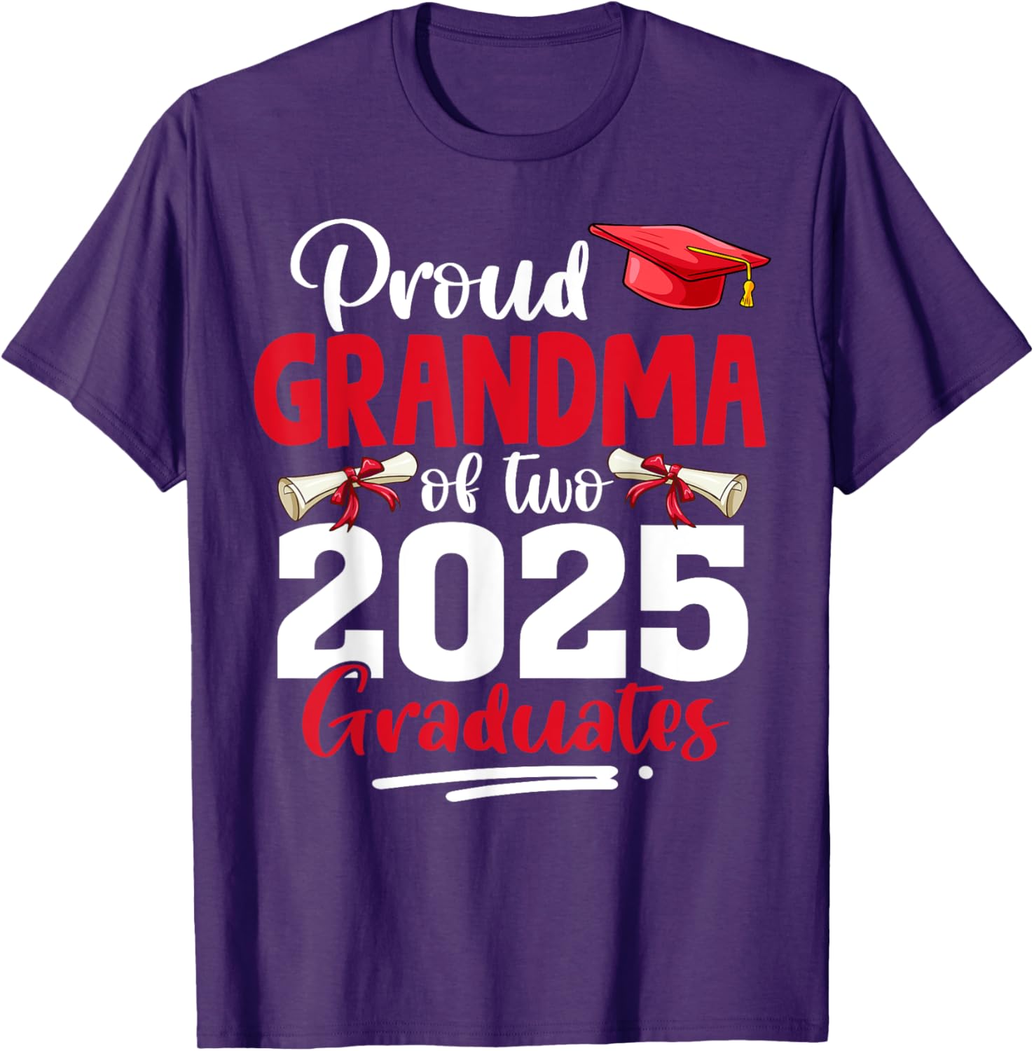 Proud Grandma of Two Twins Class of 2025 Graduation T-Shirt - 7