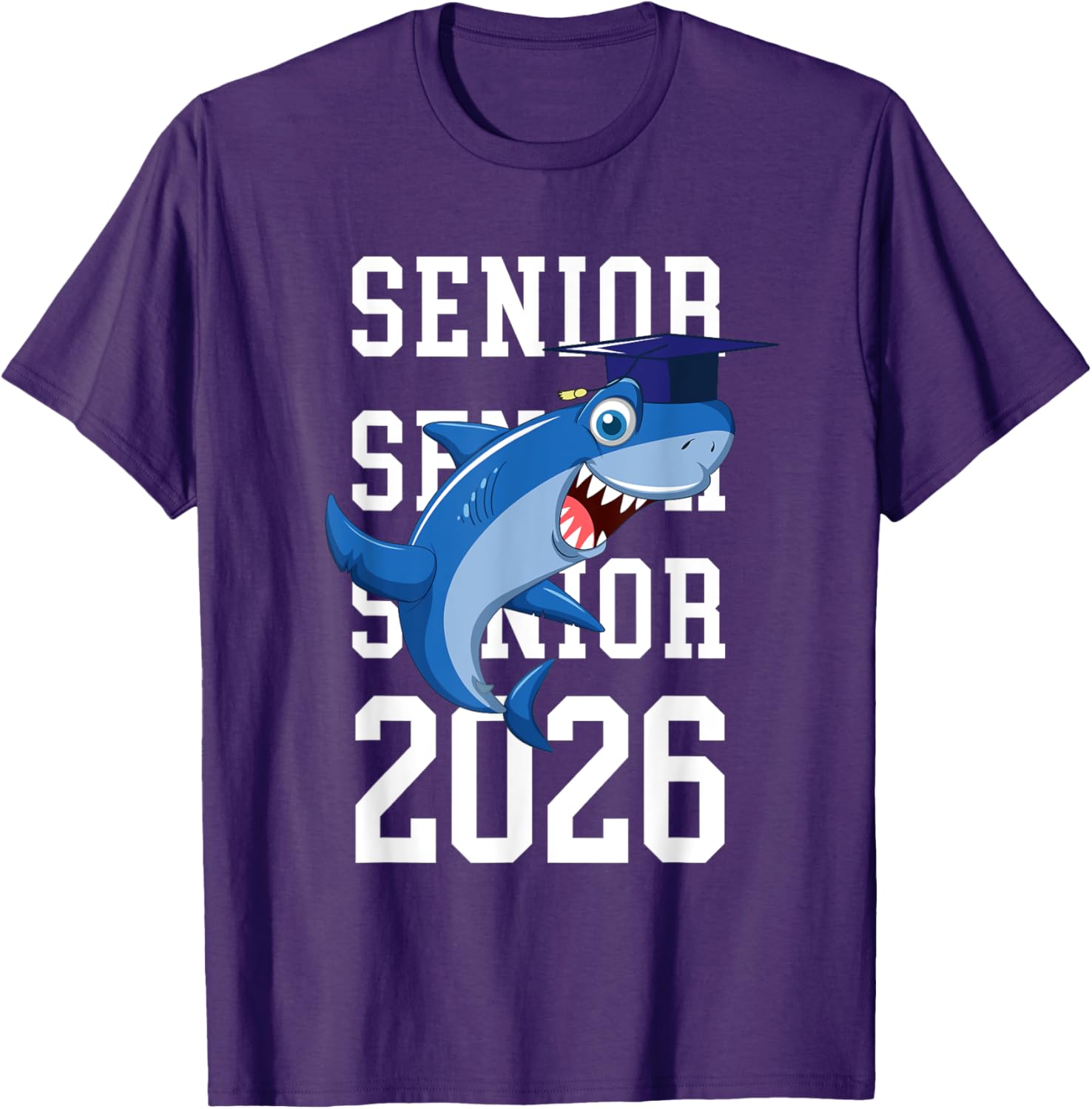 Shark Senior 2026 Graduation T-Shirt for College and Grad School Achievement - 7