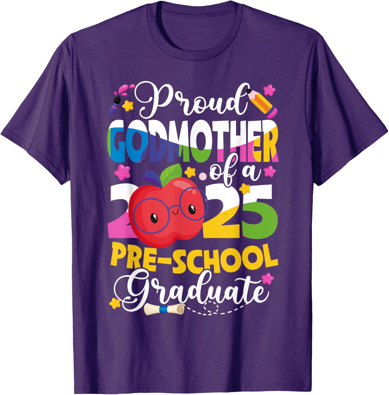 Proud Godmother of 2025 Pre-K Graduate T-Shirt for Celebration Fun - 8