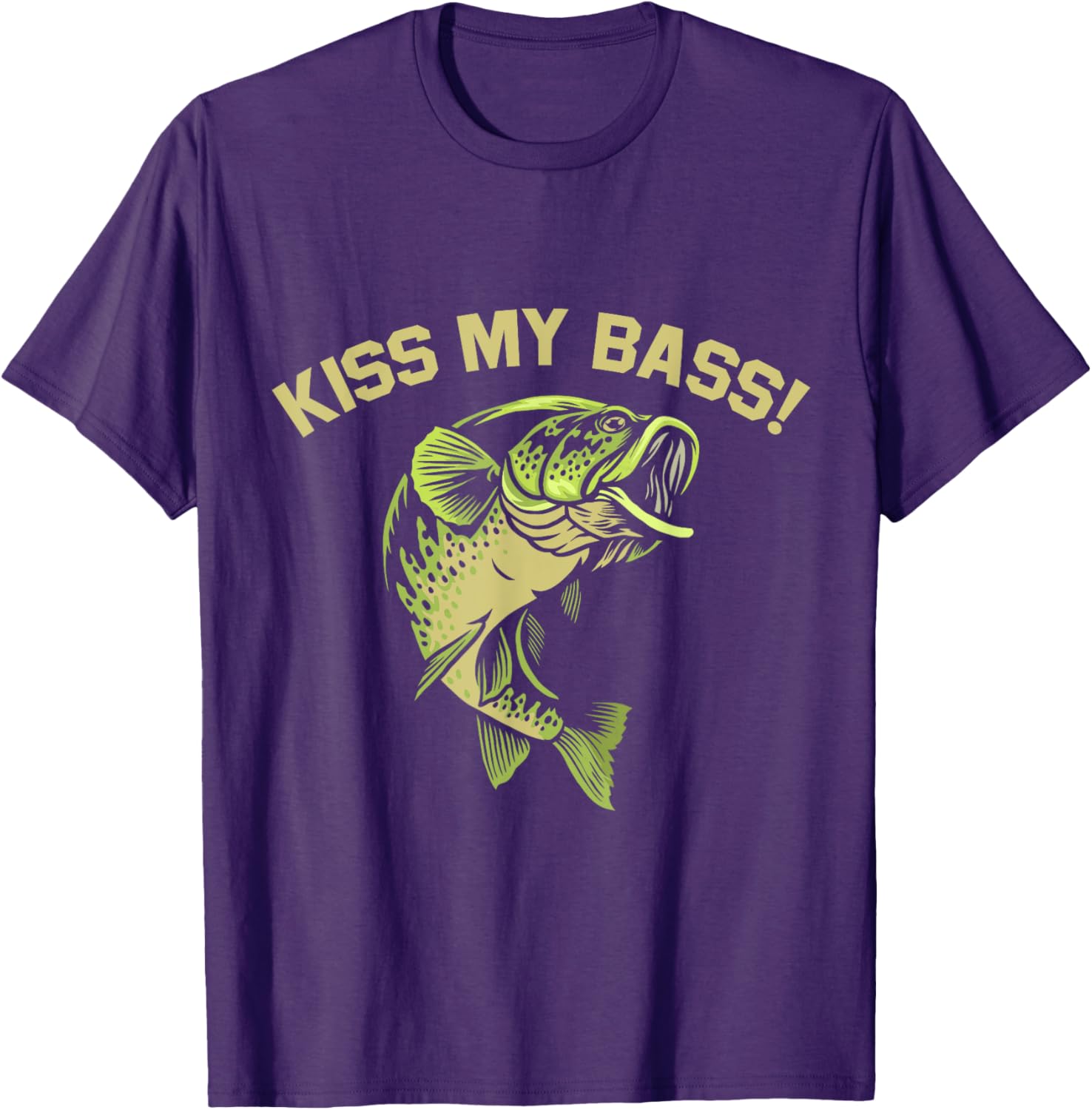 Funny Bass Fishing Lover T-Shirt - Kiss My Fish Fisherman Gift - 3