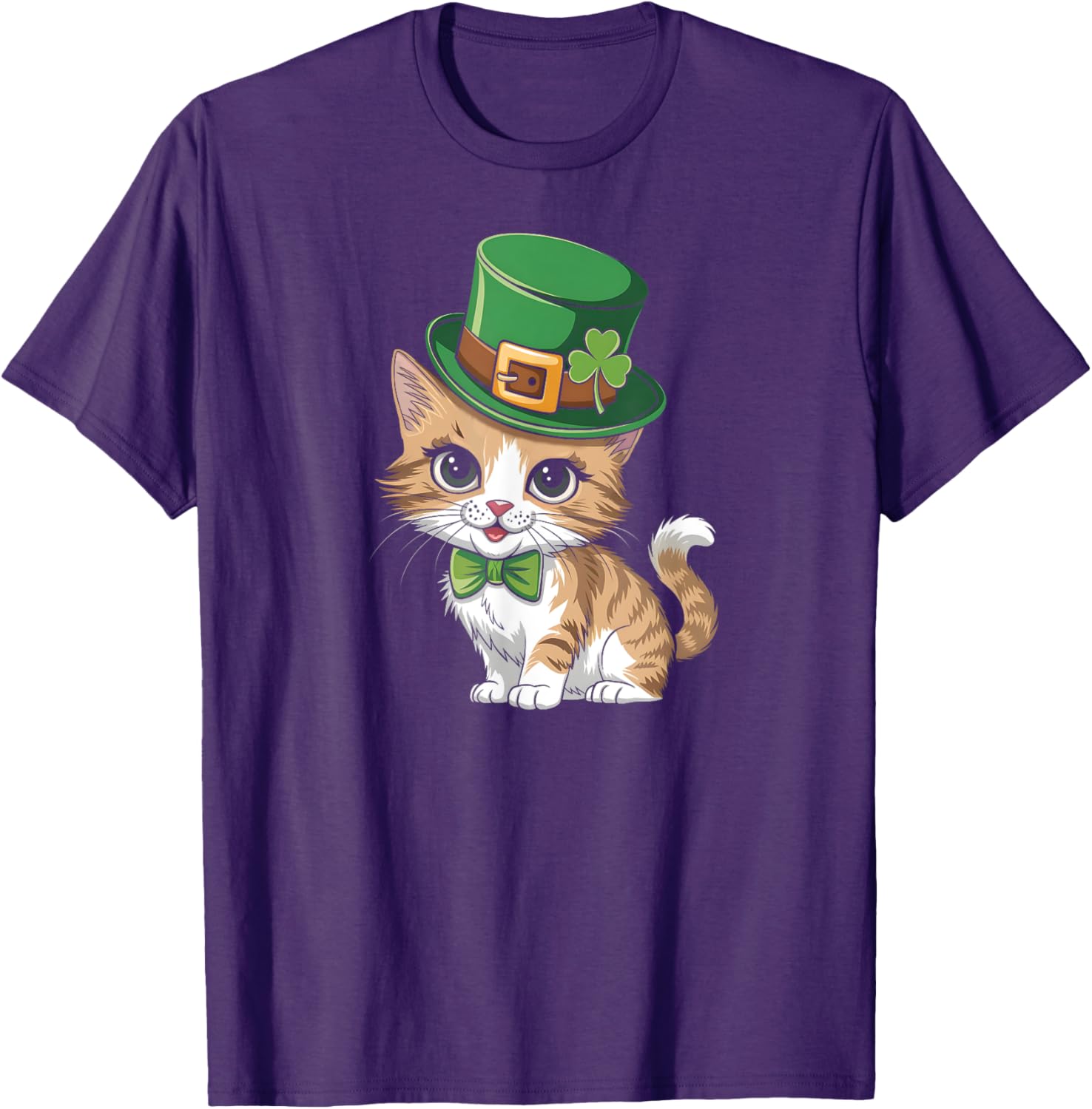 Lucky Shamrock Cat St Patricks Day T-Shirt for Women Girls and Toddlers - 13